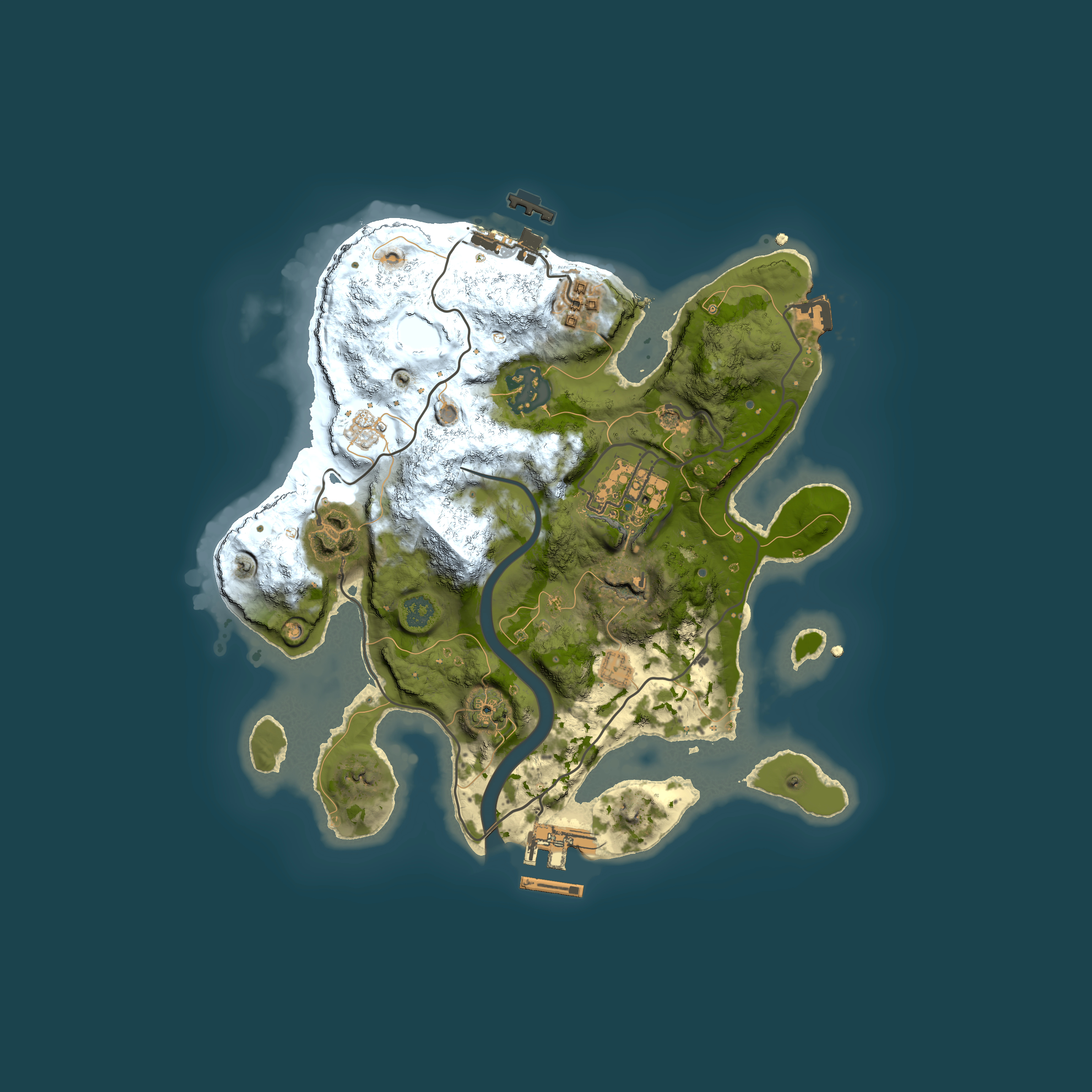 Full top-down render of Rust map seed 2053638851, 2500x2500m