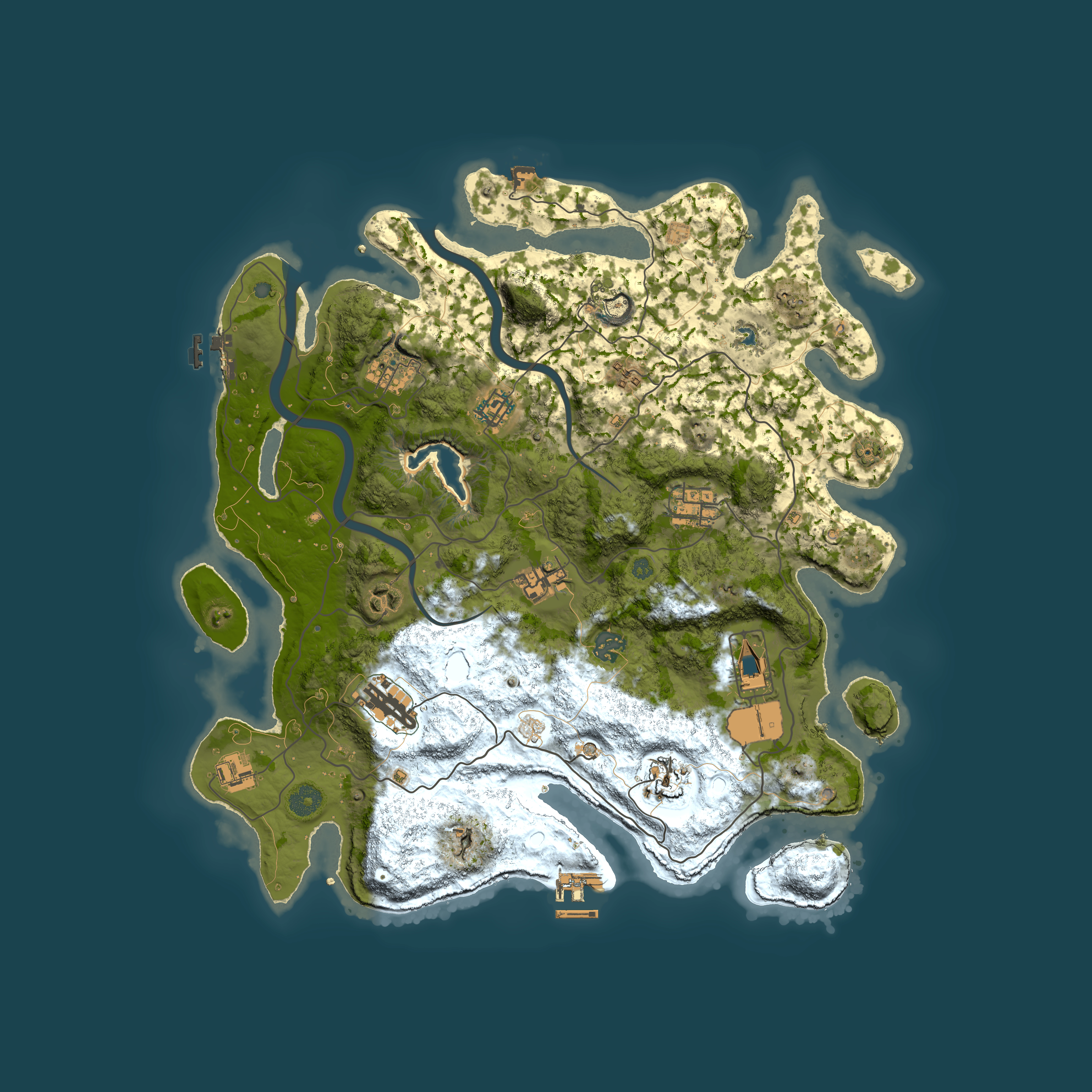 Full top-down render of Rust map seed 1021731697, 4000x4000m