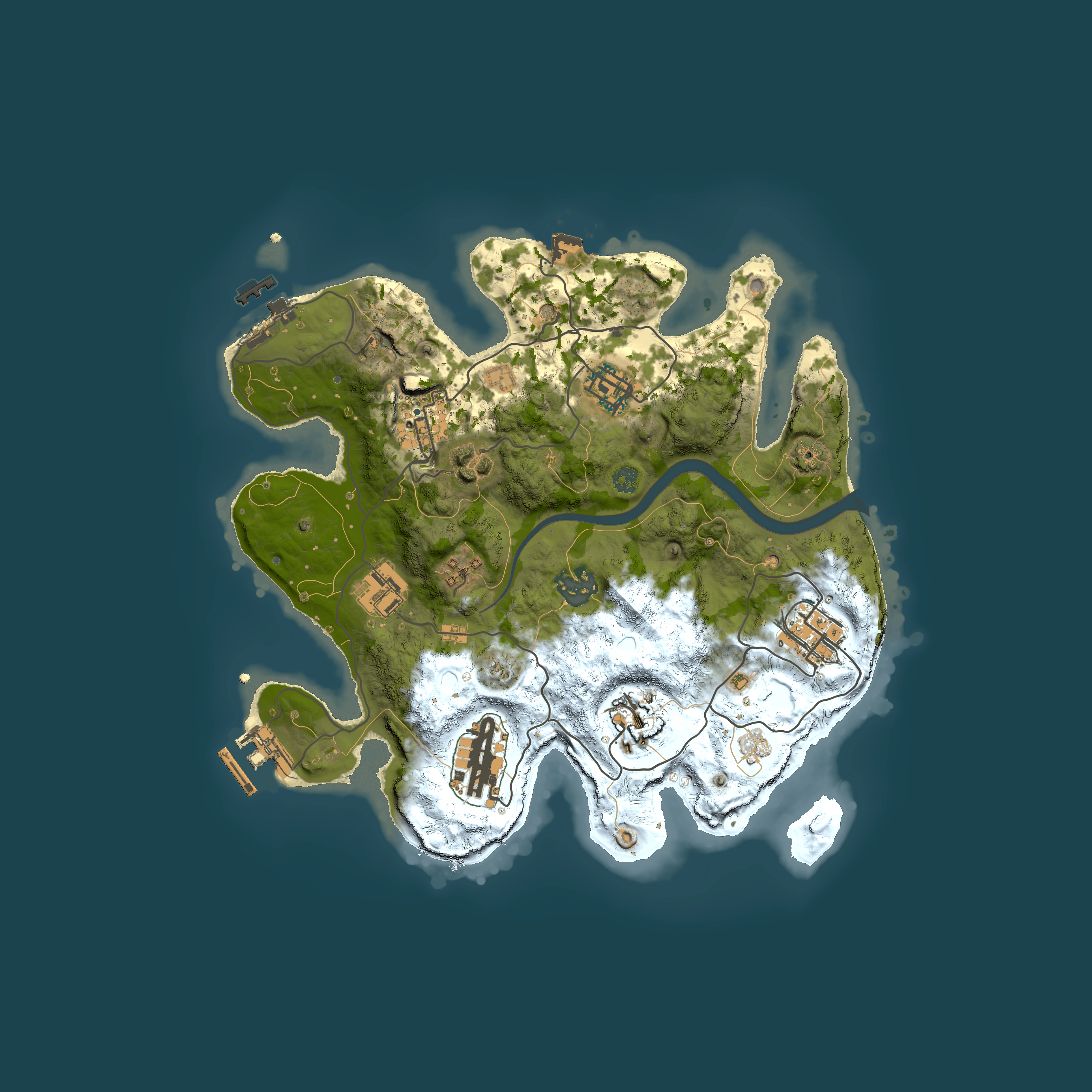 Full top-down render of Rust map seed 958093811, 3000x3000m