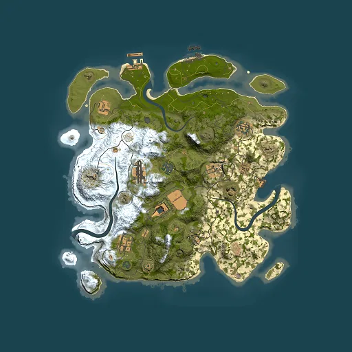 Rust map seed 288739891, 3500x3500m top-down preview