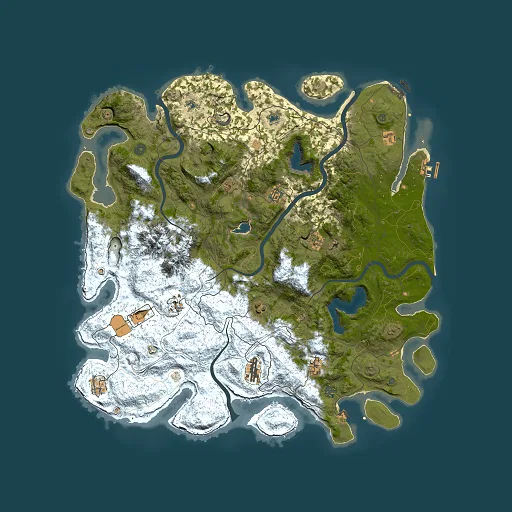 Rust map seed 1052445407, 5000x5000m top-down preview