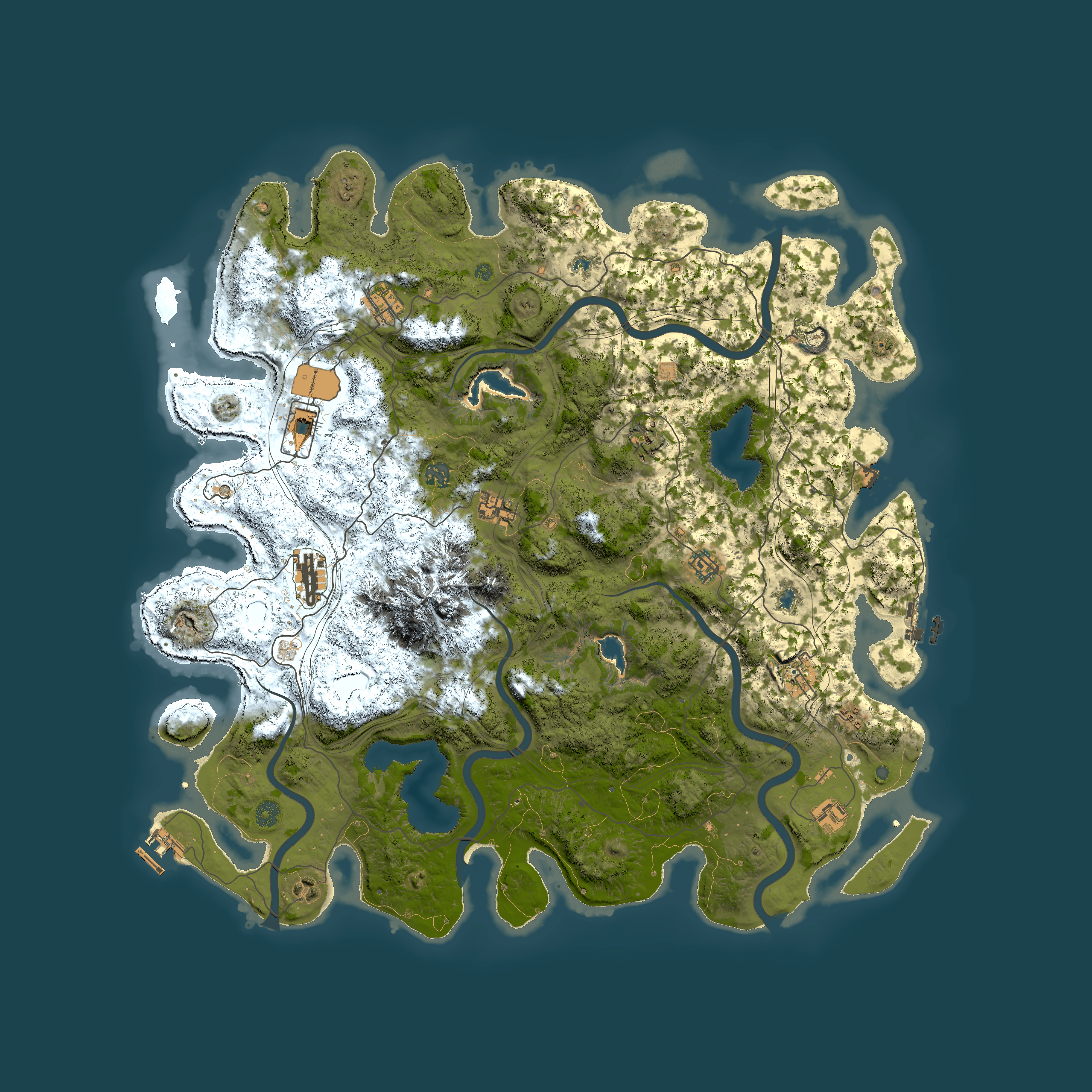 Full top-down render of Rust map seed 2063784382, 5000x5000m