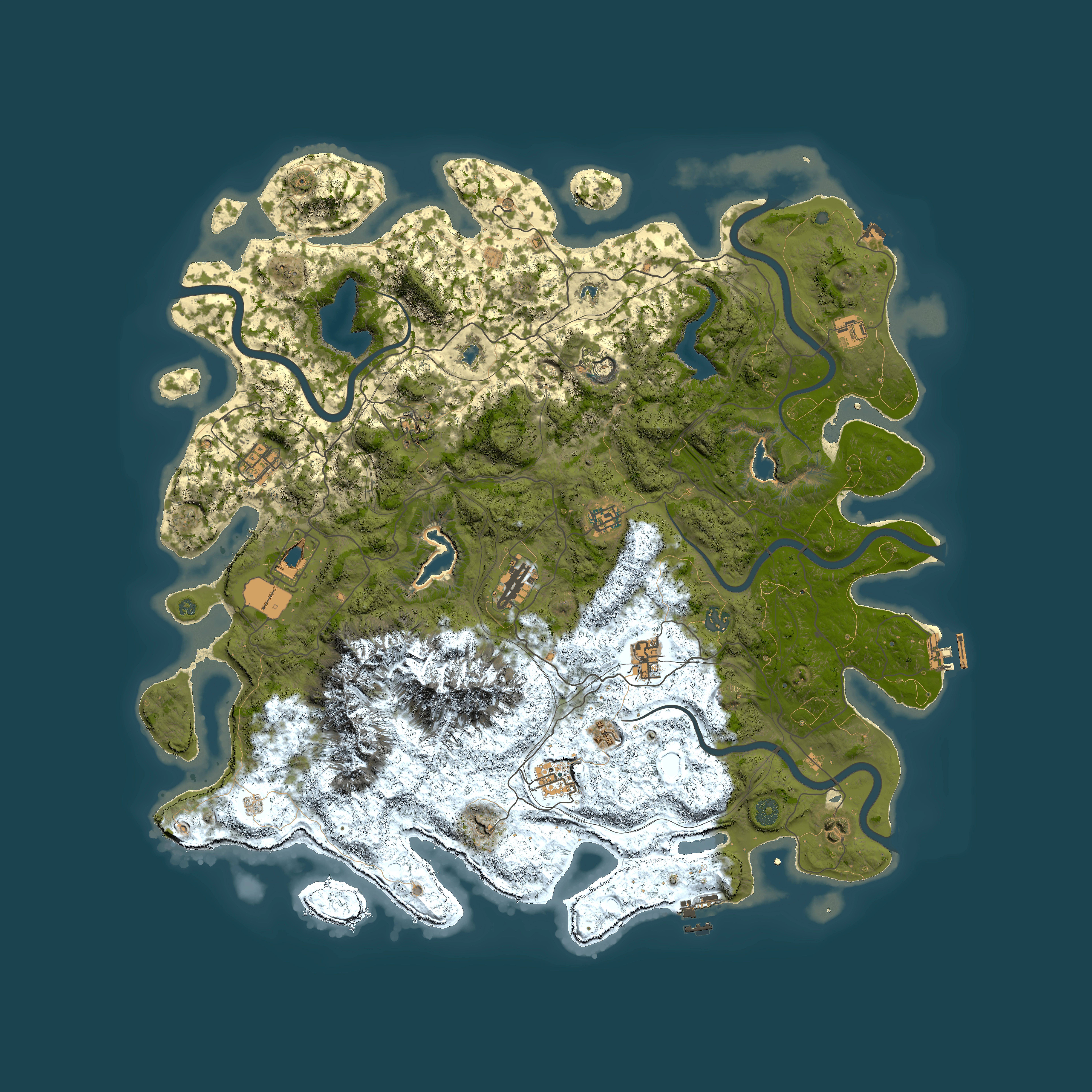 Full top-down render of Rust map seed 1612490102, 5000x5000m