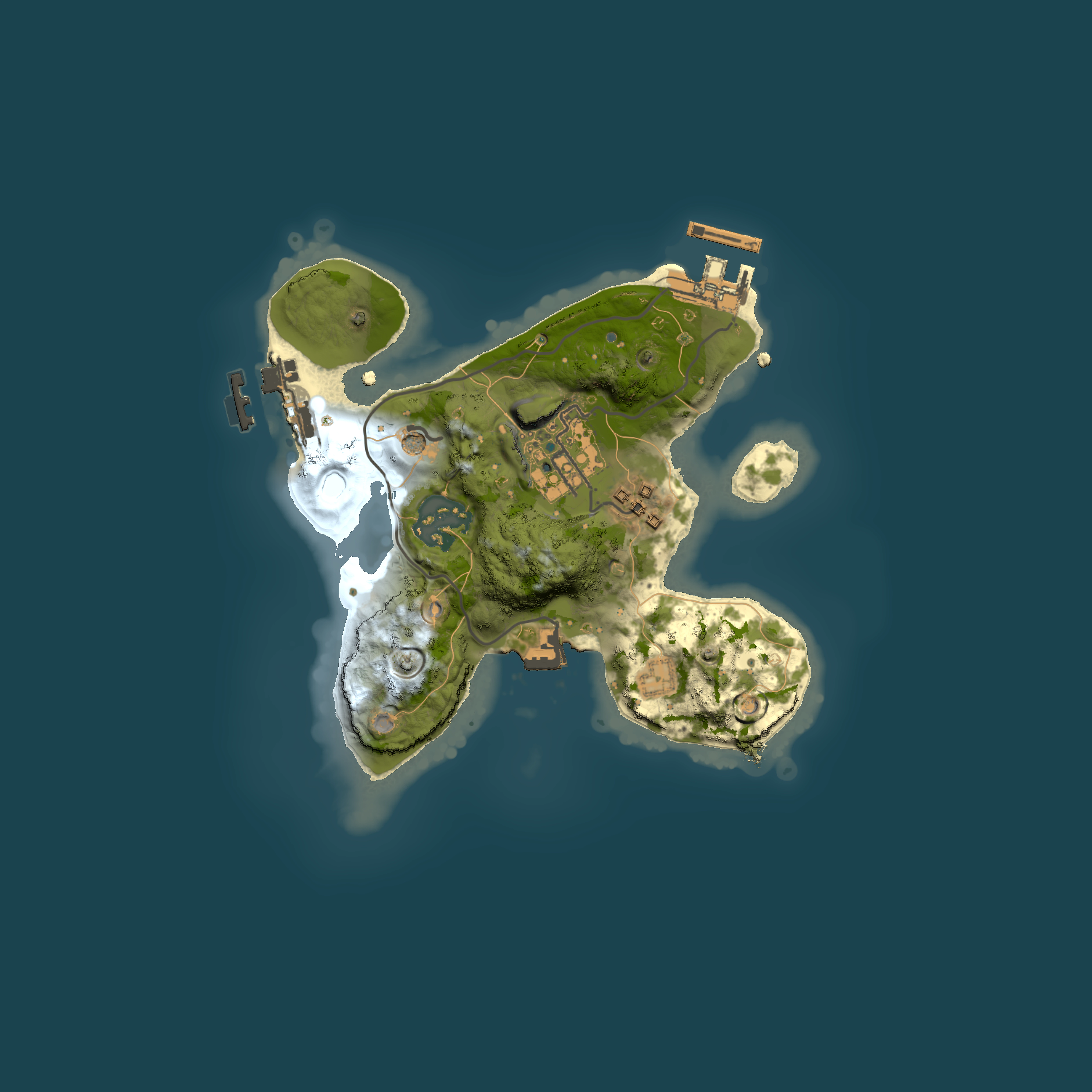 Full top-down render of Rust map seed 1223143064, 2000x2000m
