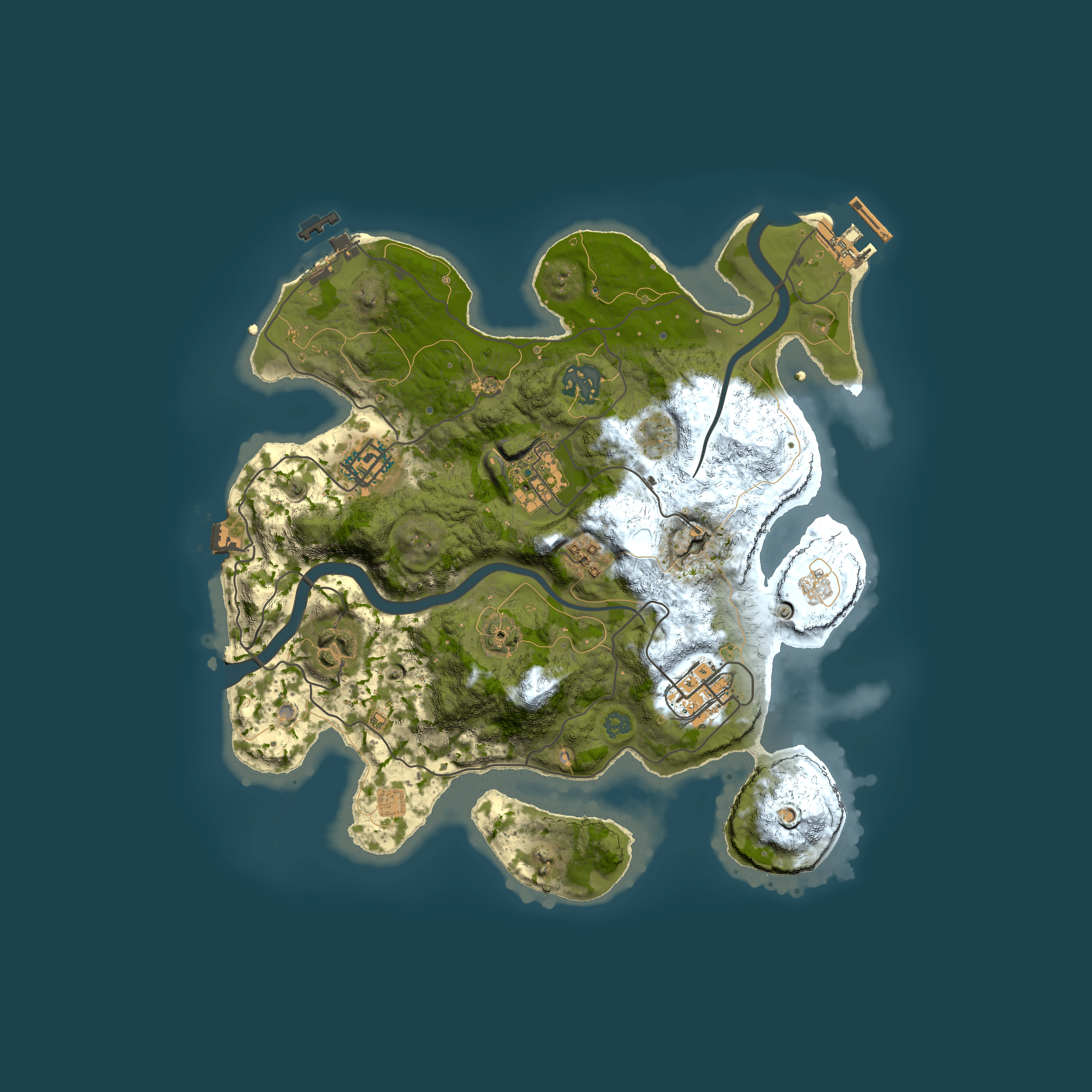 Full top-down render of Rust map seed 1860877707, 3000x3000m