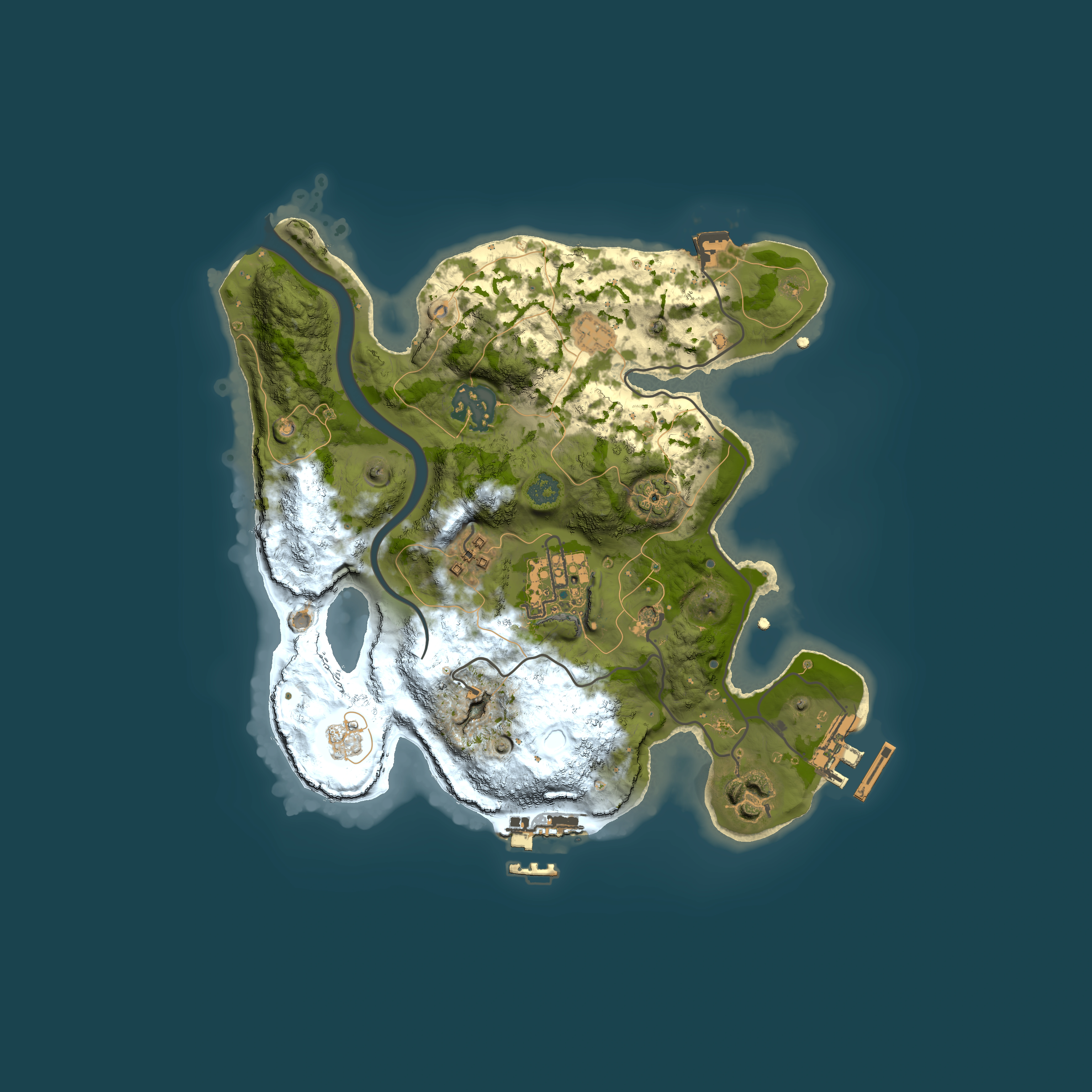 Full top-down render of Rust map seed 1011693566, 2500x2500m