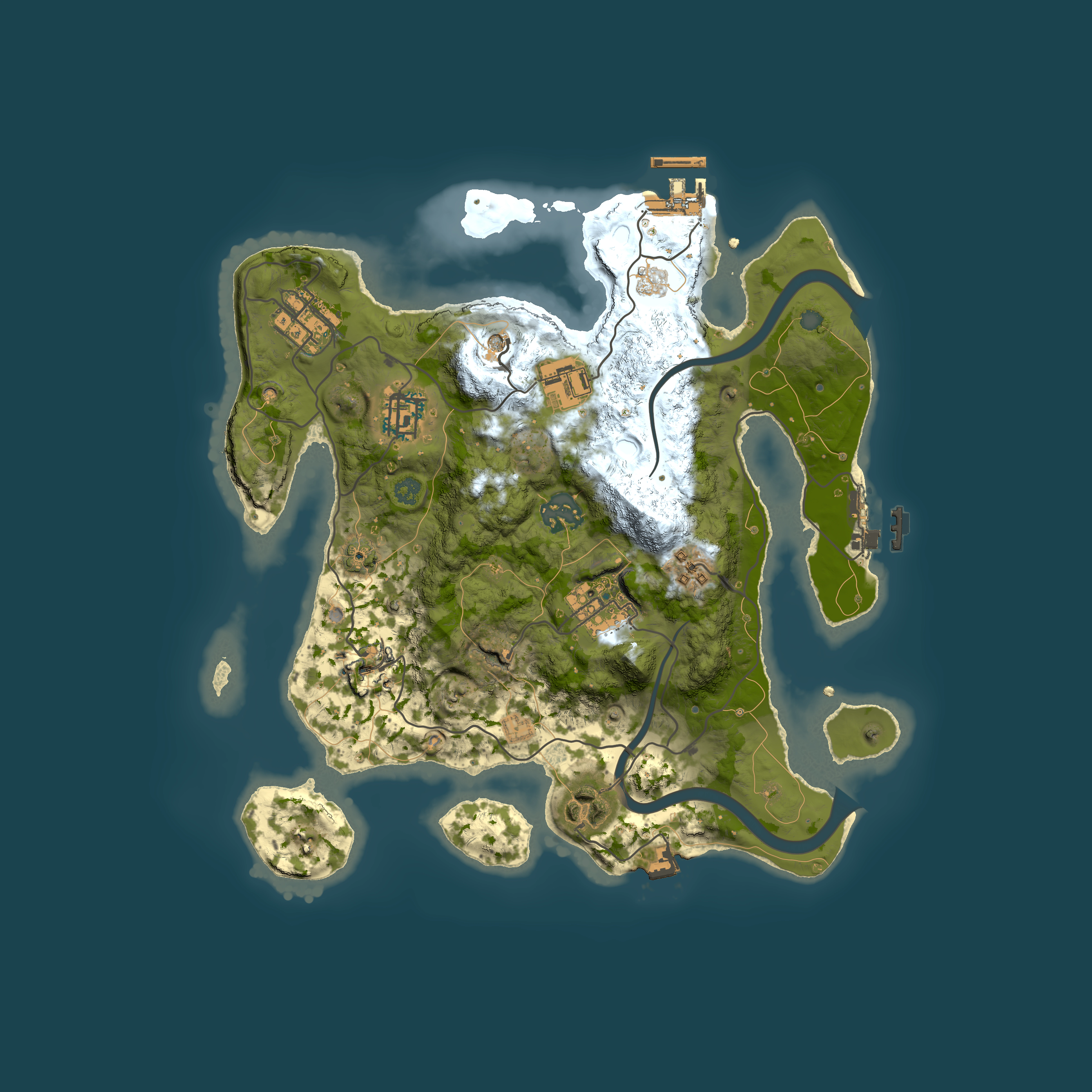 Full top-down render of Rust map seed 2114434419, 3000x3000m