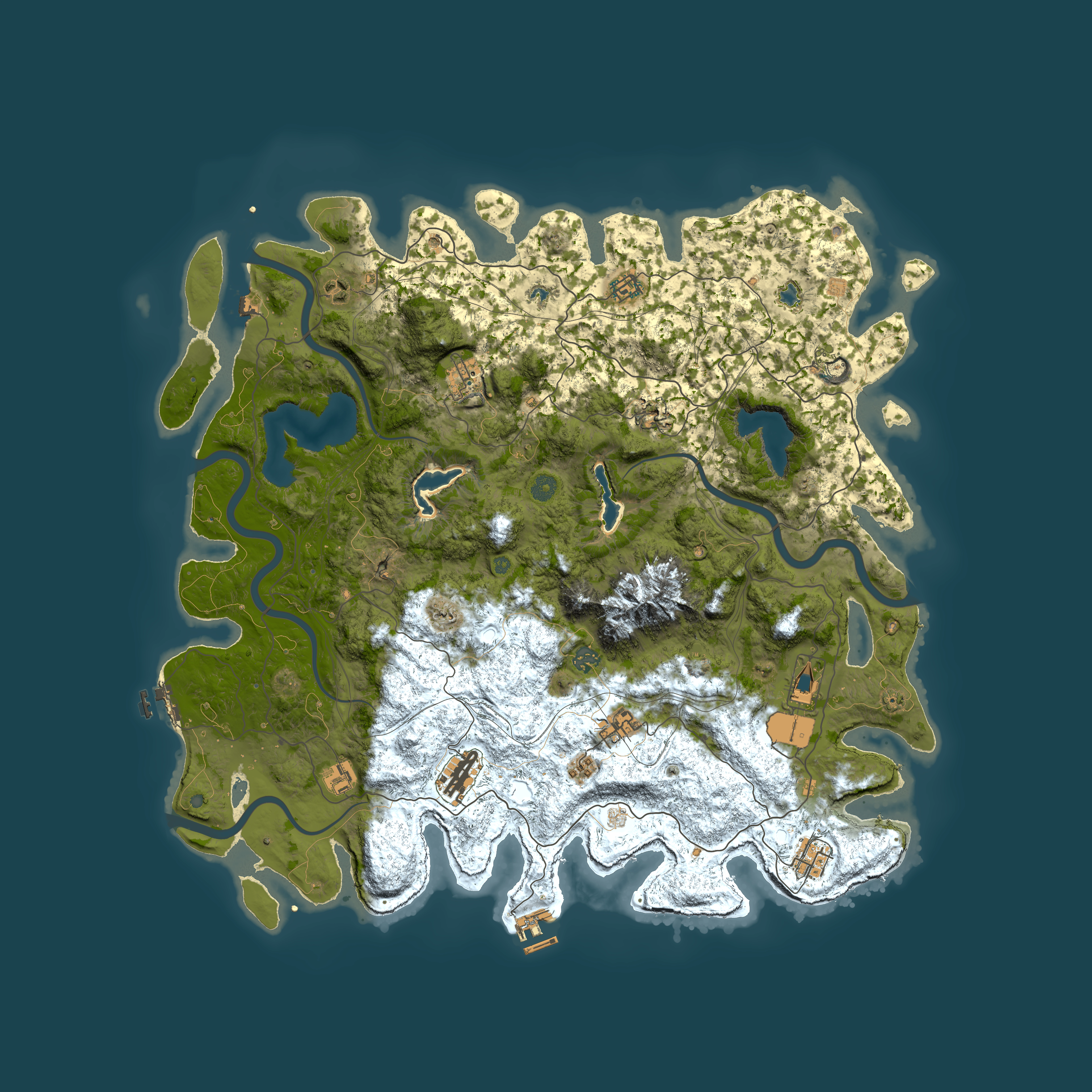 Full top-down render of Rust map seed 1212420604, 5000x5000m