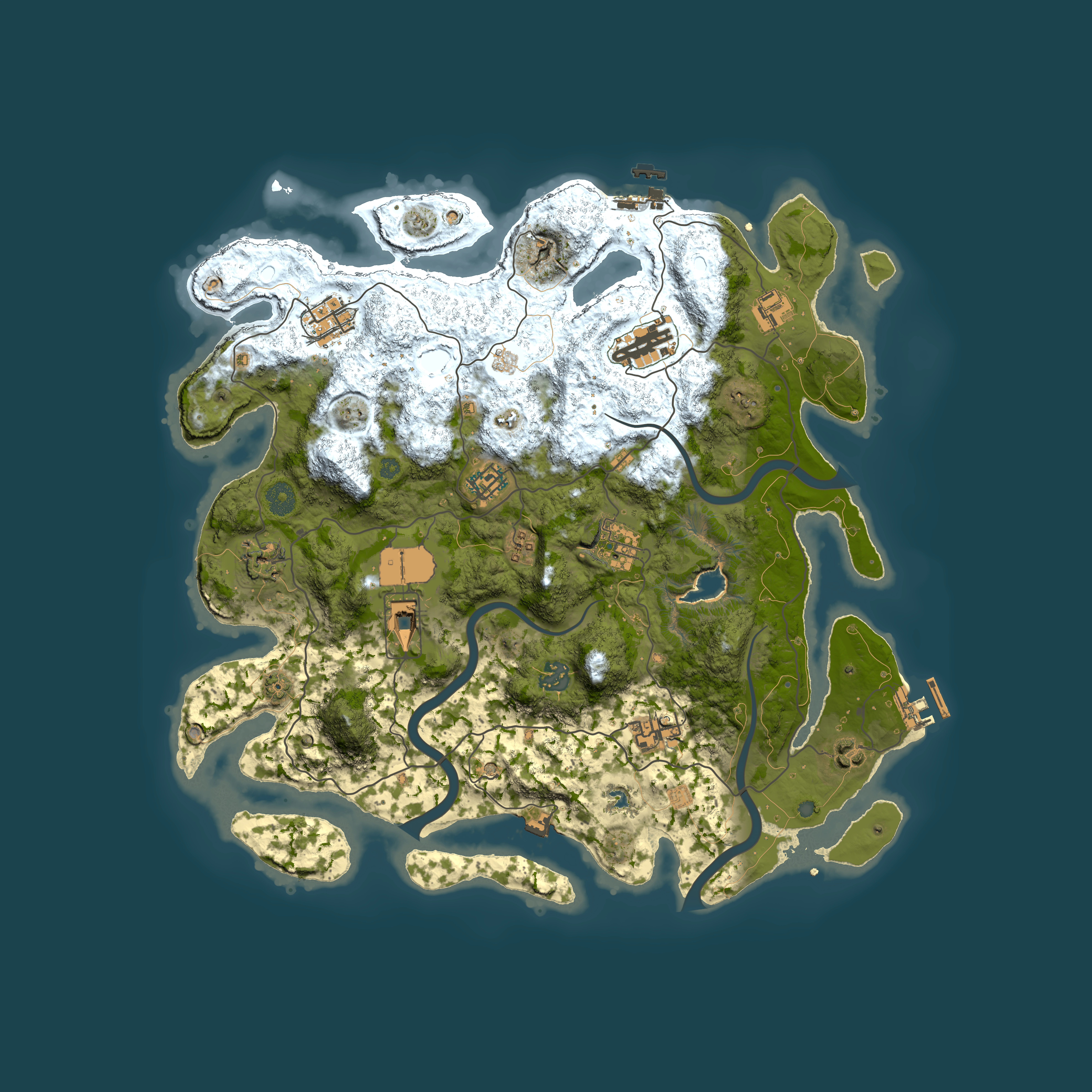 Full top-down render of Rust map seed 2121998807, 4000x4000m