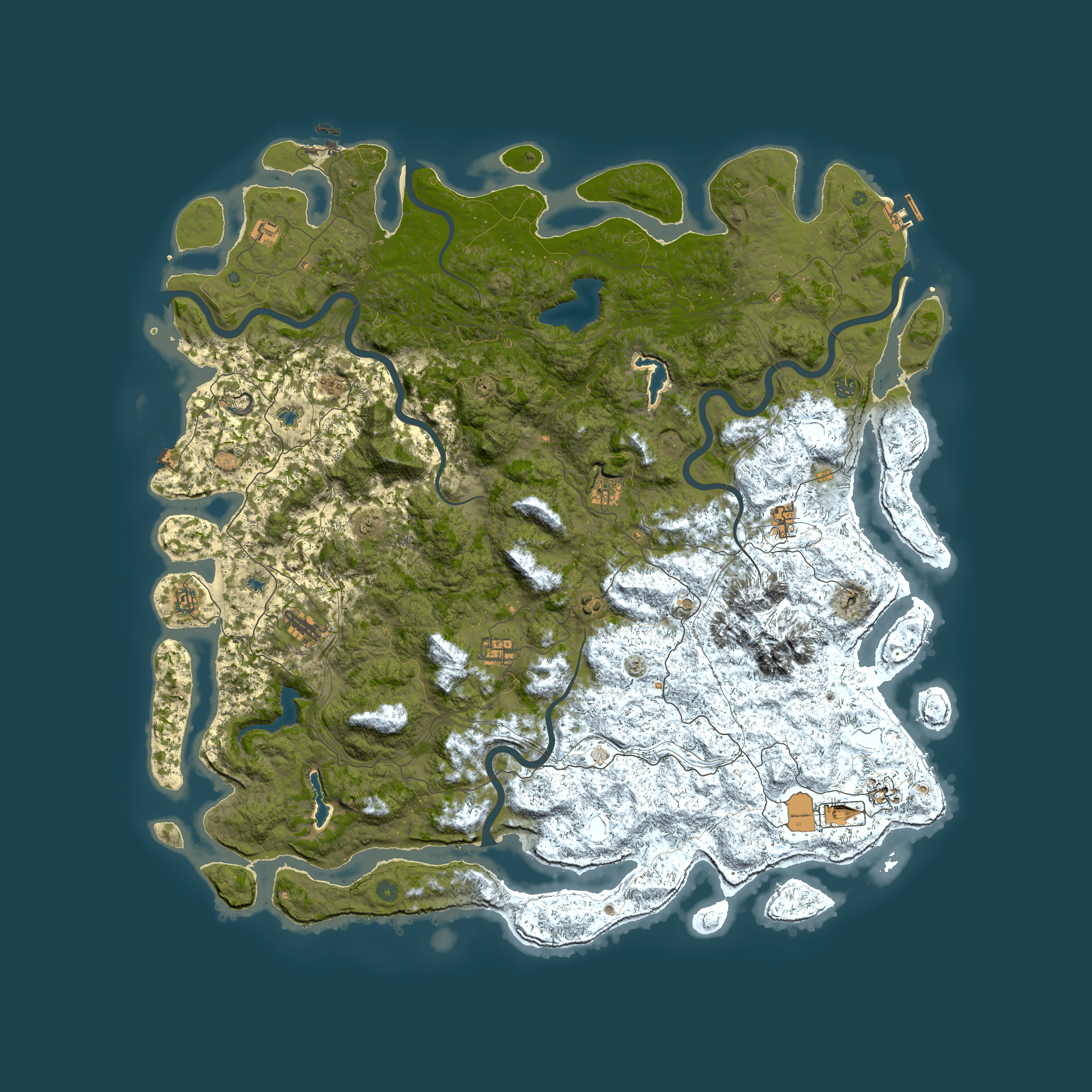 Full top-down render of Rust map seed 1747145633, 6000x6000m