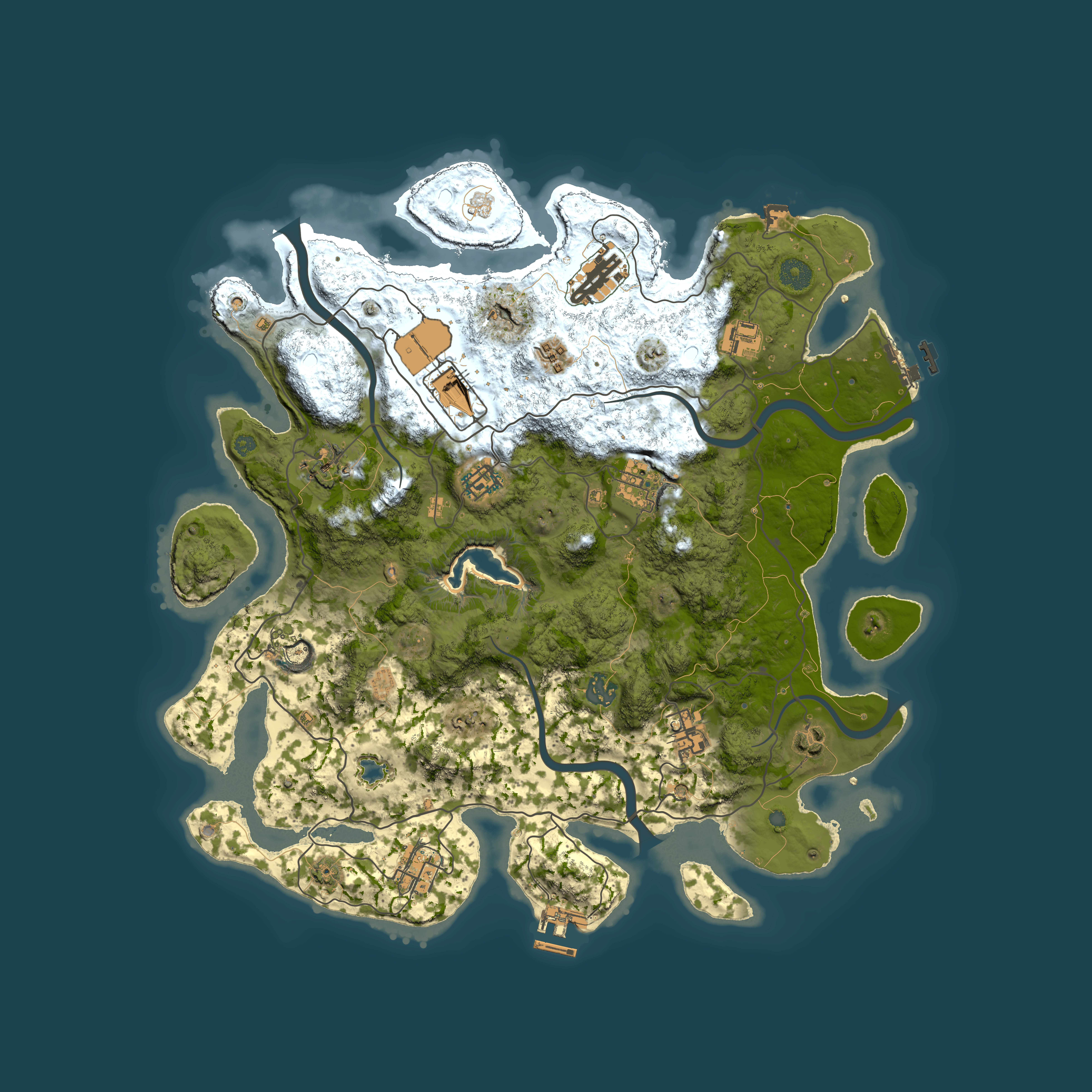 Full top-down render of Rust map seed 48622066, 4000x4000m