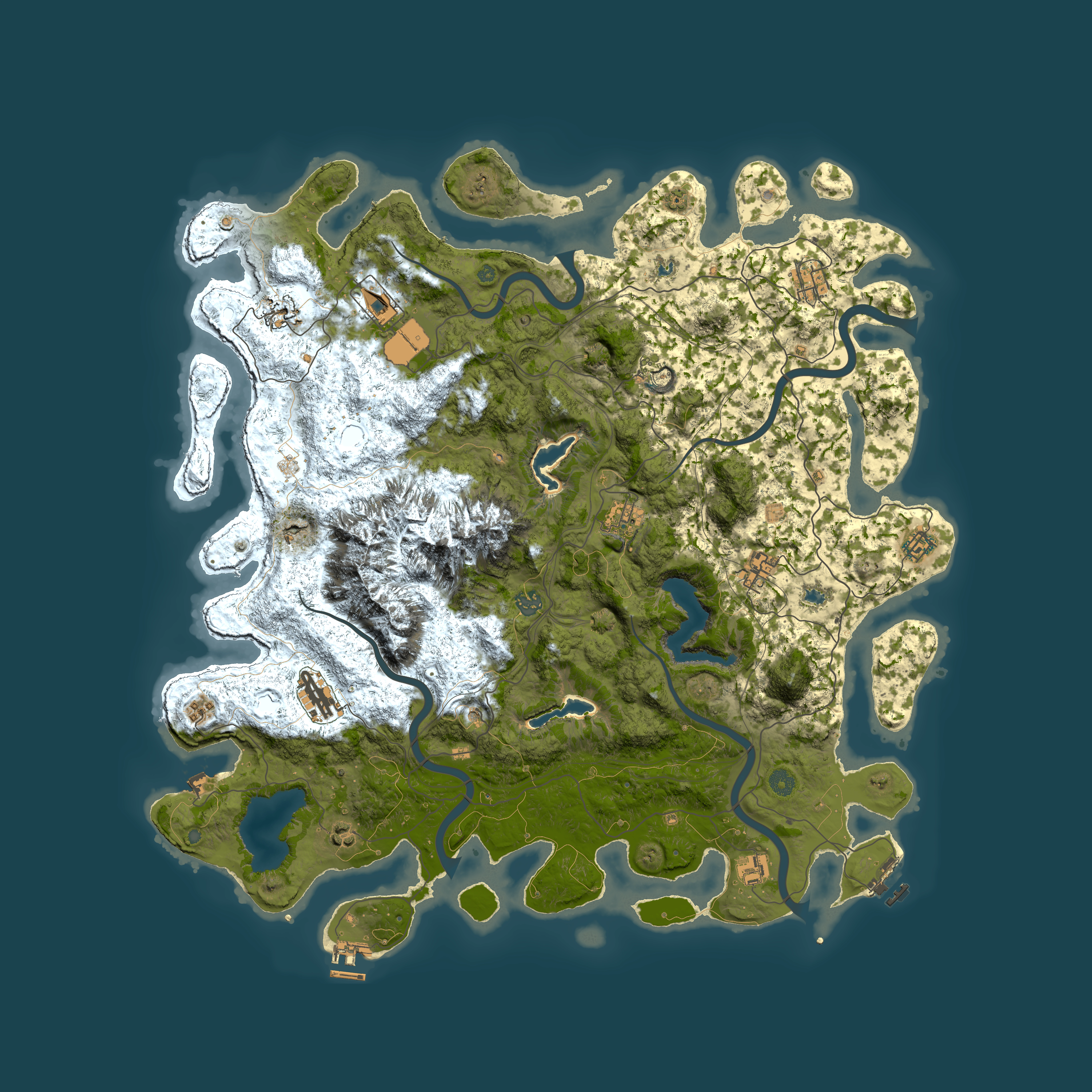 Full top-down render of Rust map seed 460730424, 5000x5000m