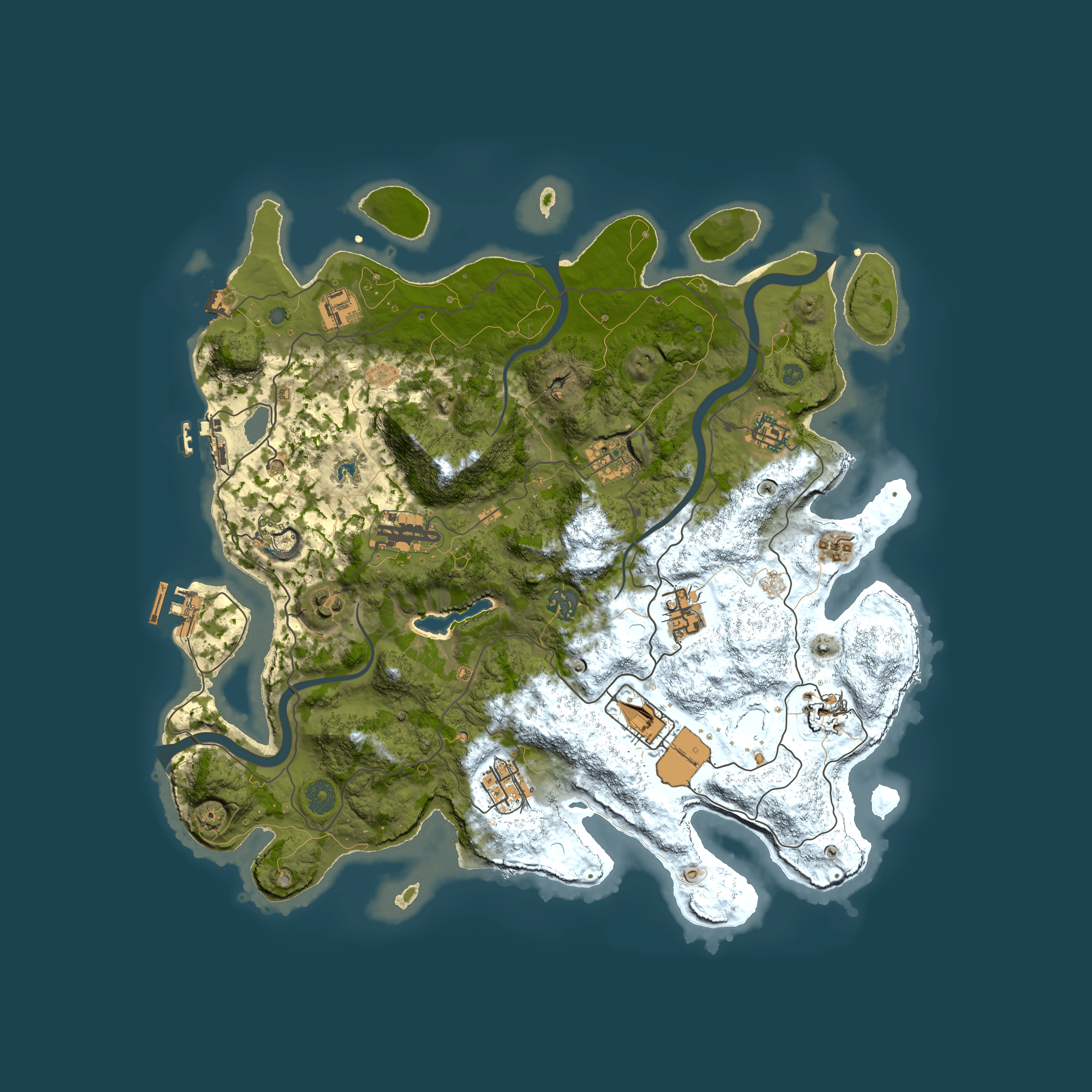 Full top-down render of Rust map seed 372384839, 4000x4000m