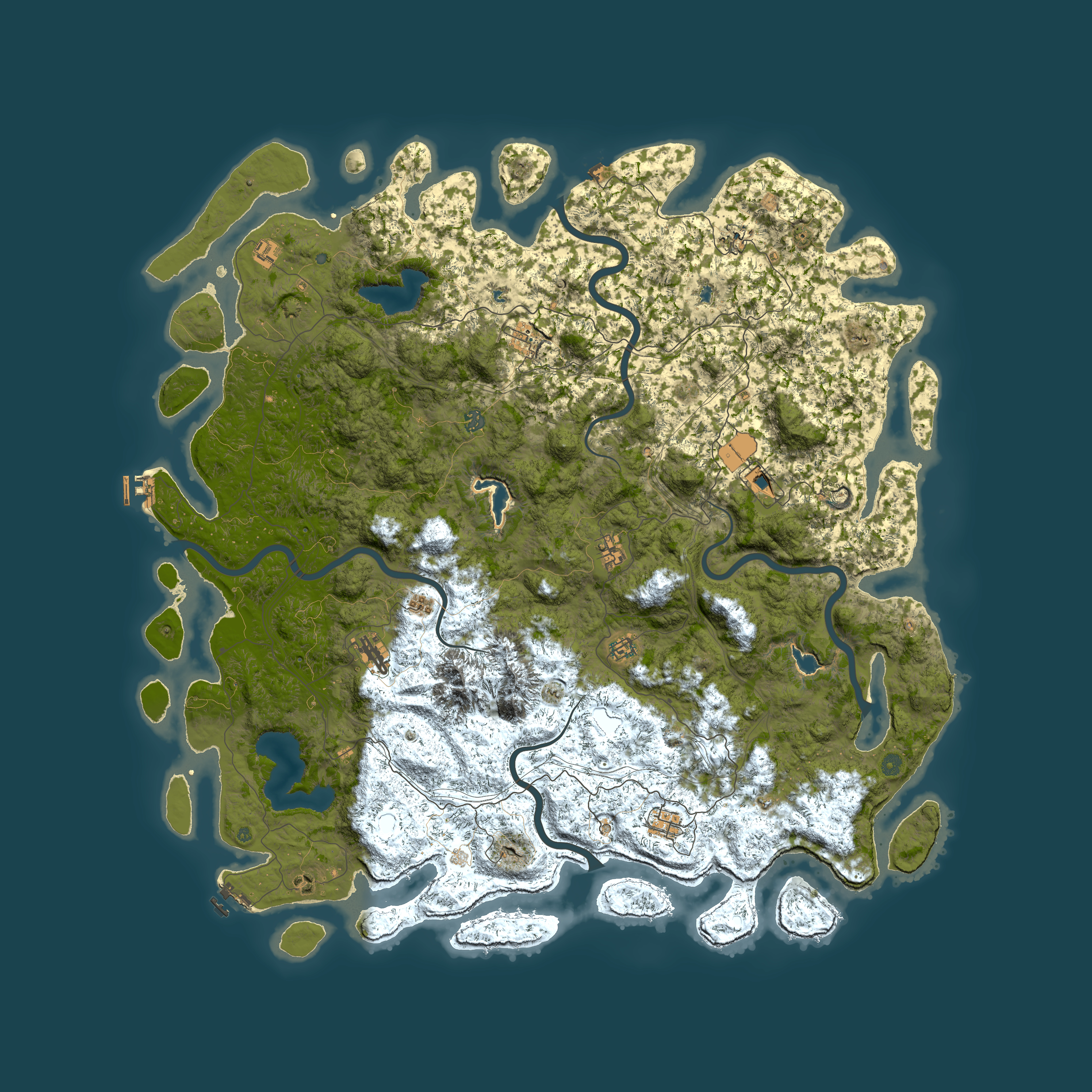 Full top-down render of Rust map seed 164419237, 6000x6000m