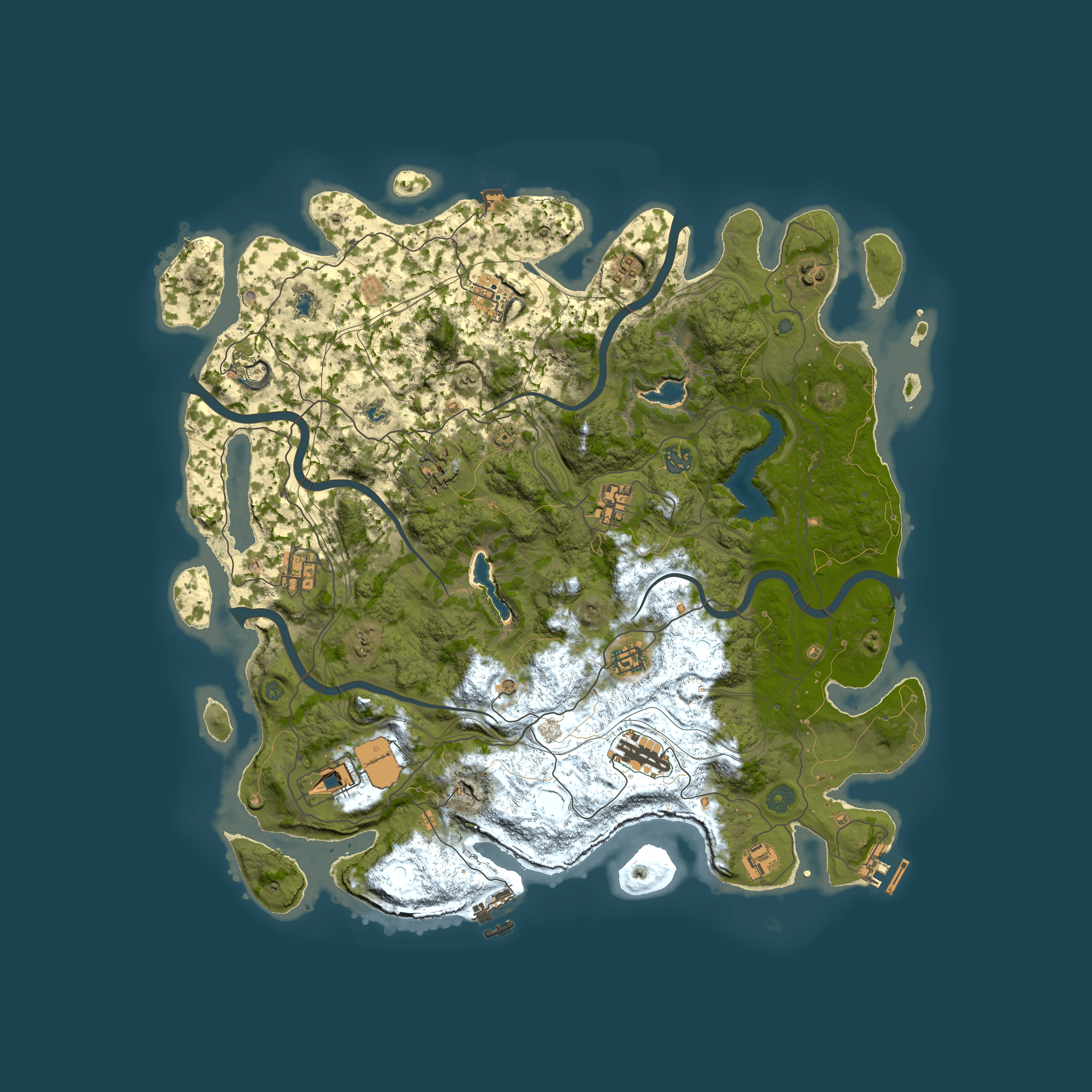 Full top-down render of Rust map seed 945813896, 4500x4500m