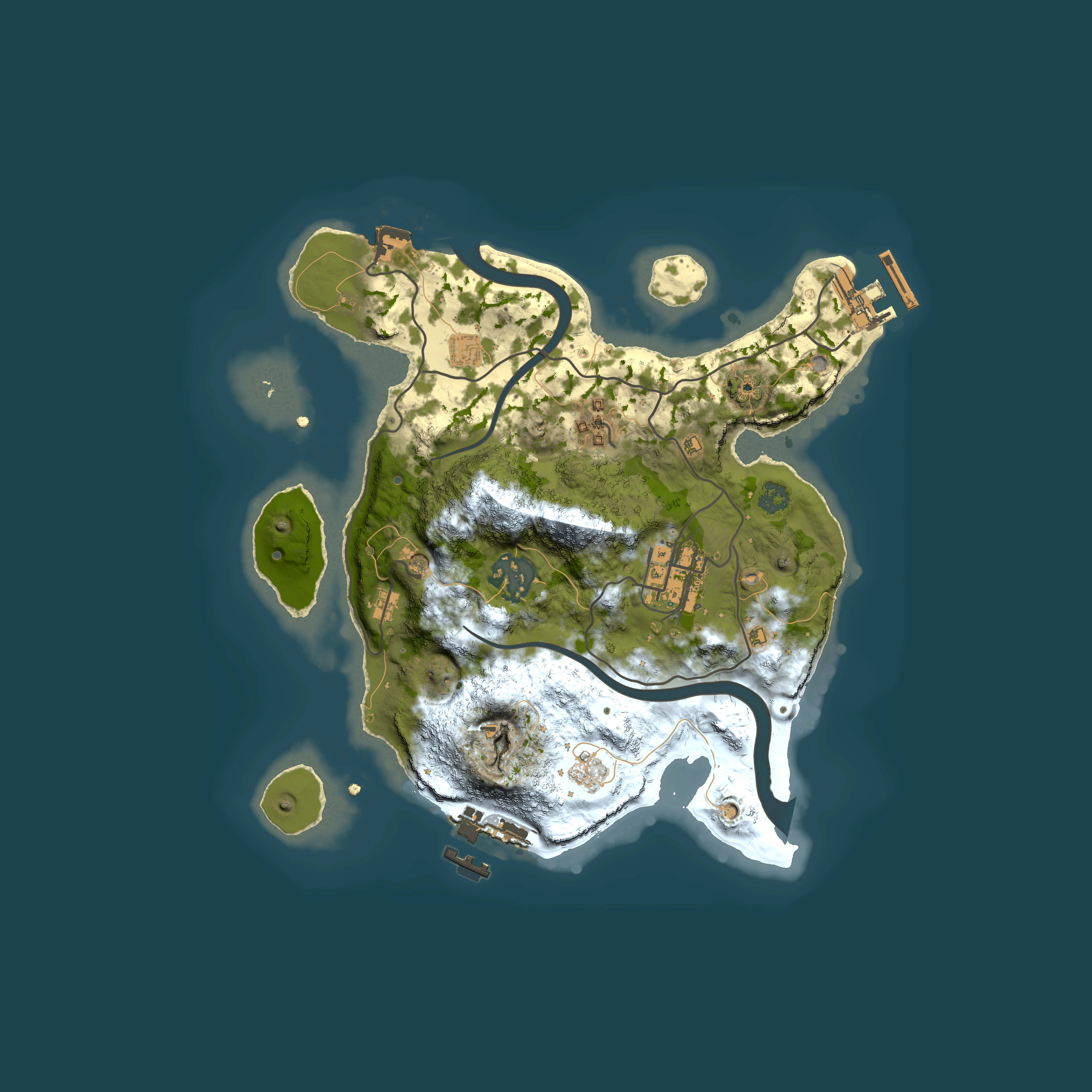 Full top-down render of Rust map seed 1425940831, 2500x2500m