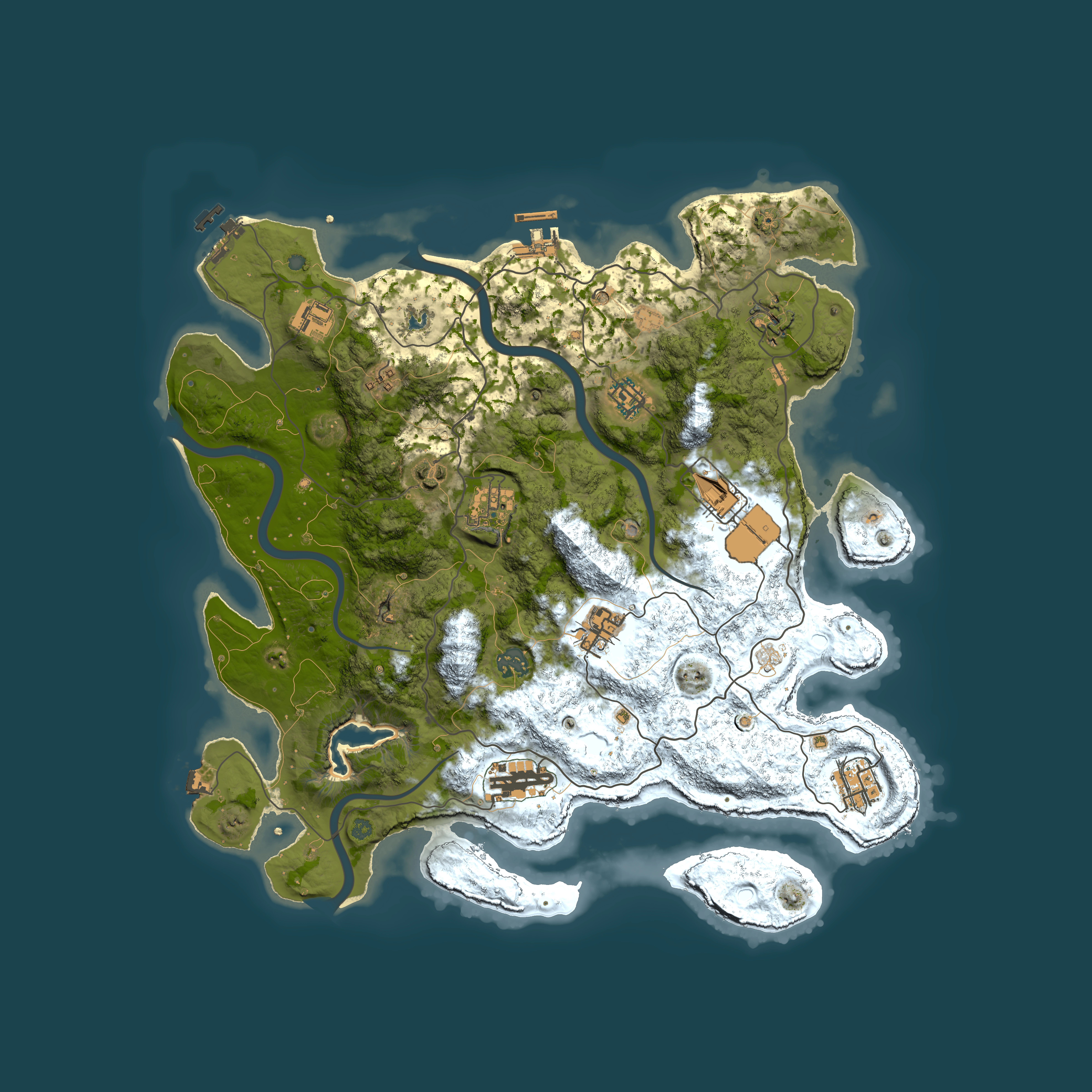 Full top-down render of Rust map seed 1329160950, 4000x4000m