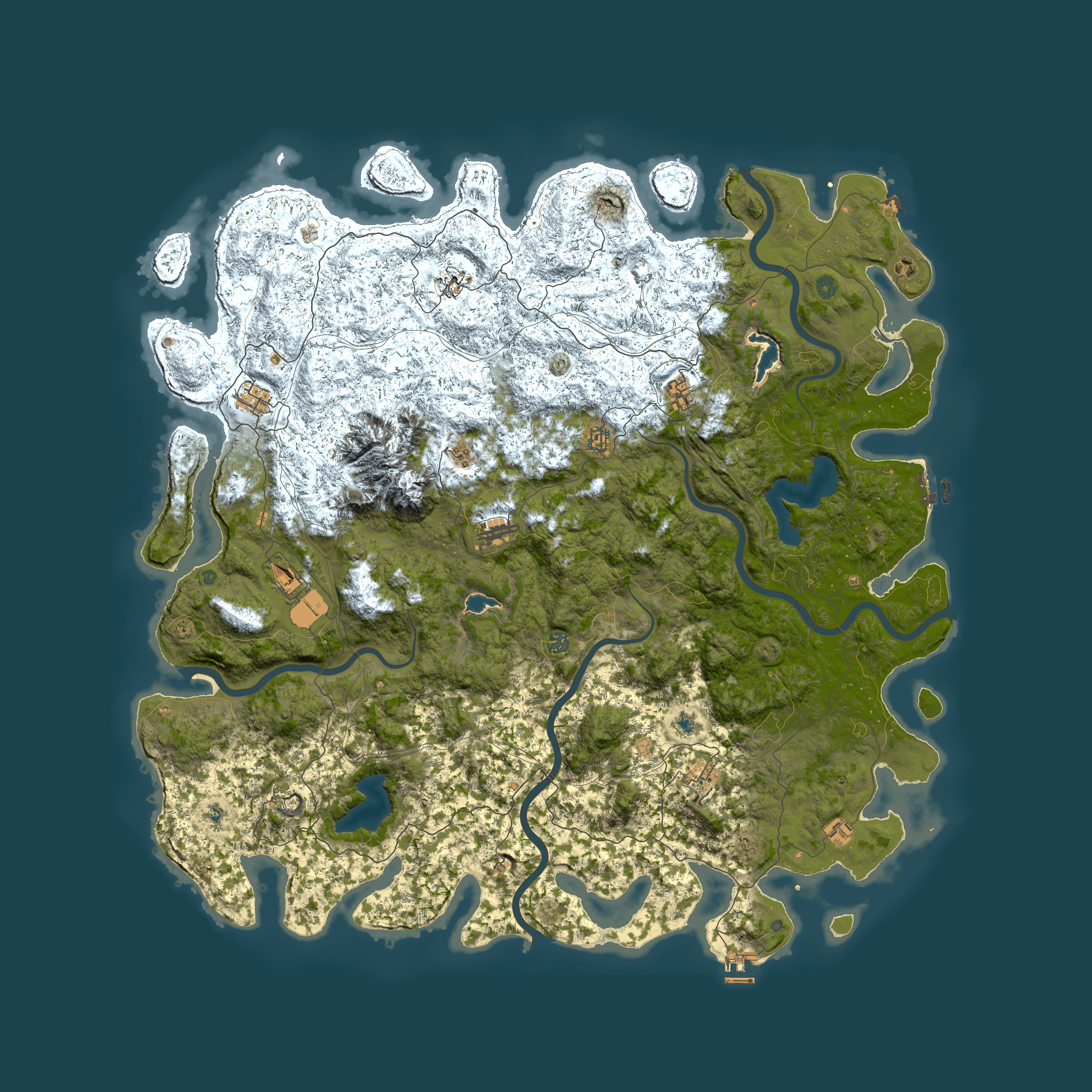 Full top-down render of Rust map seed 1988474324, 6000x6000m