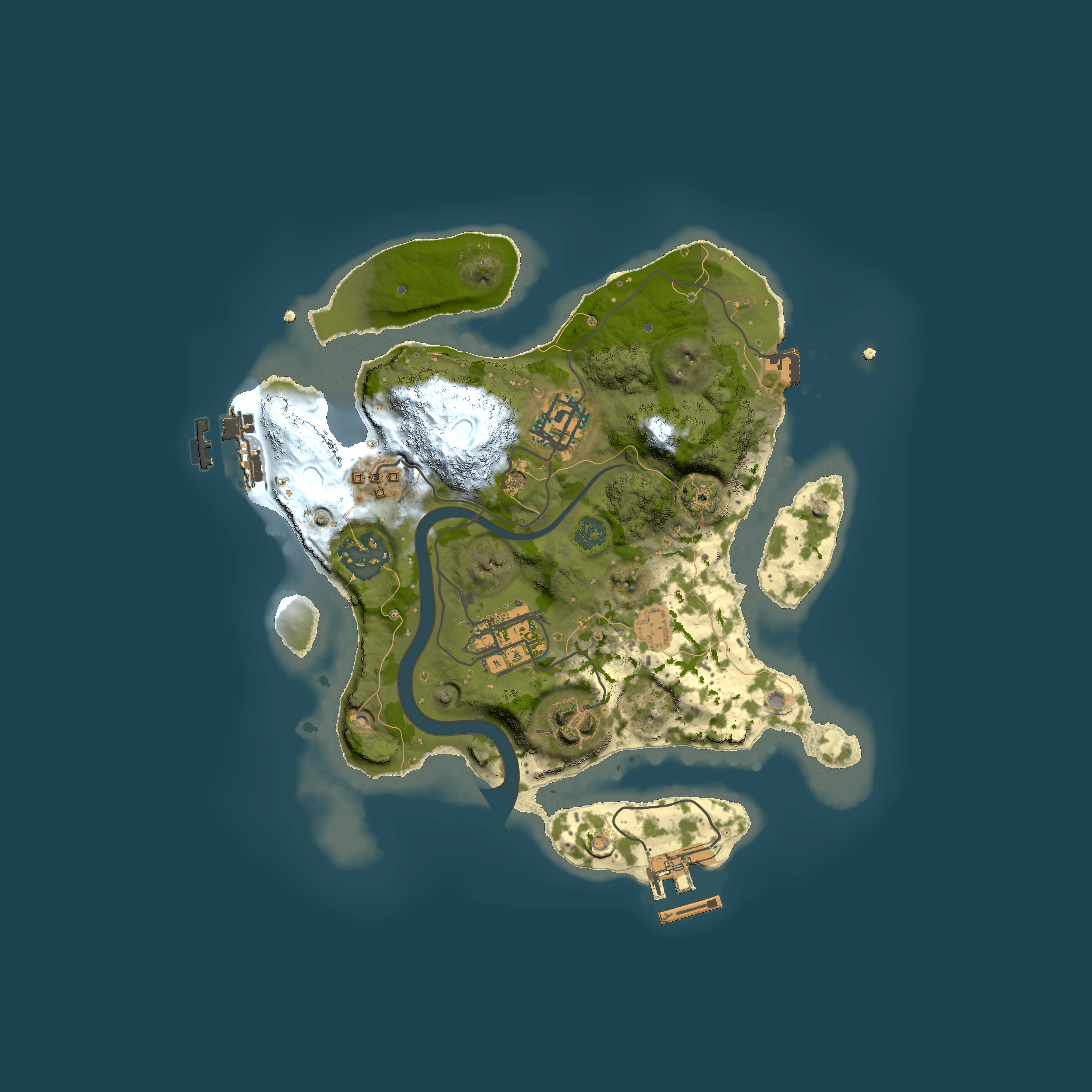 Full top-down render of Rust map seed 381233017, 2500x2500m