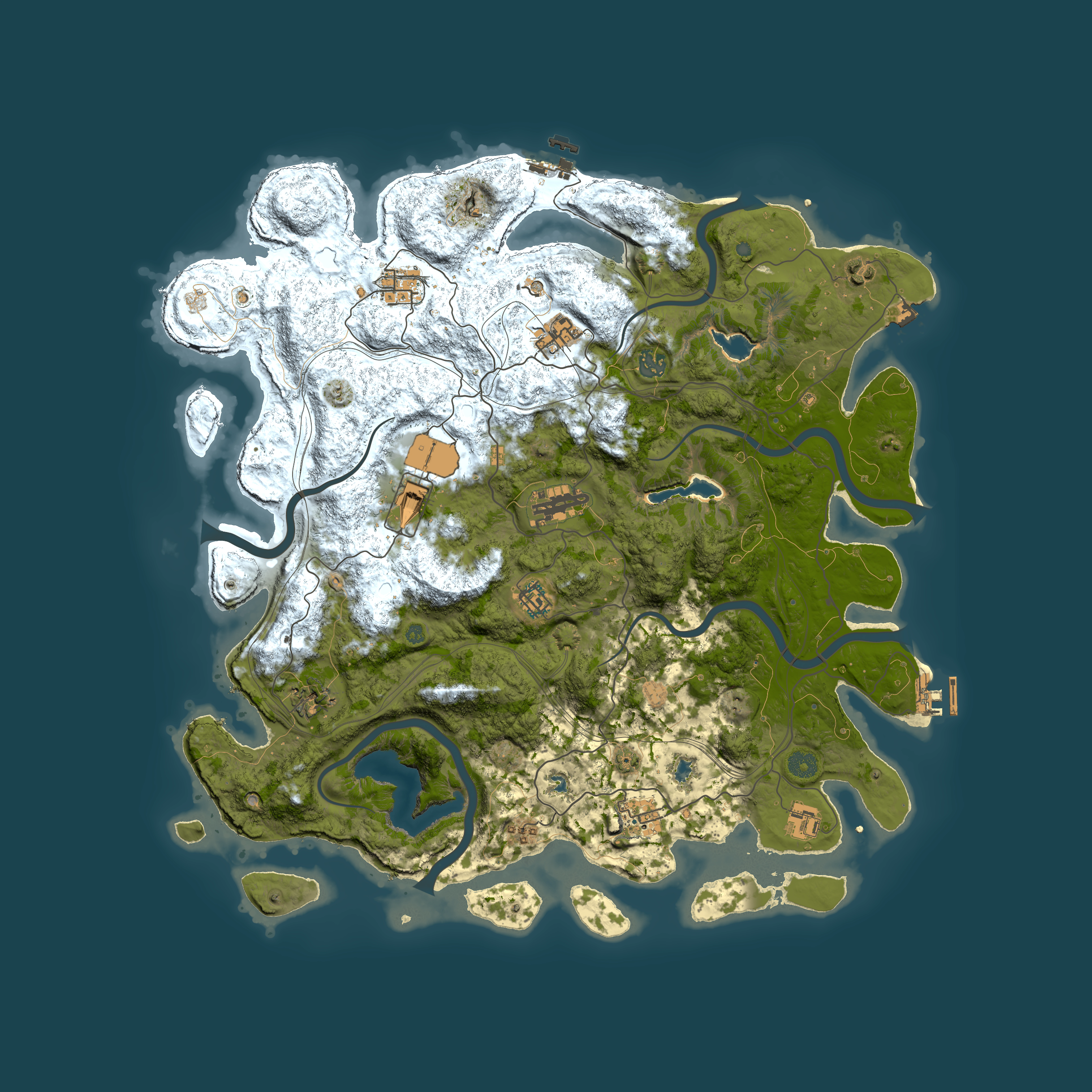 Full top-down render of Rust map seed 1076107420, 4500x4500m