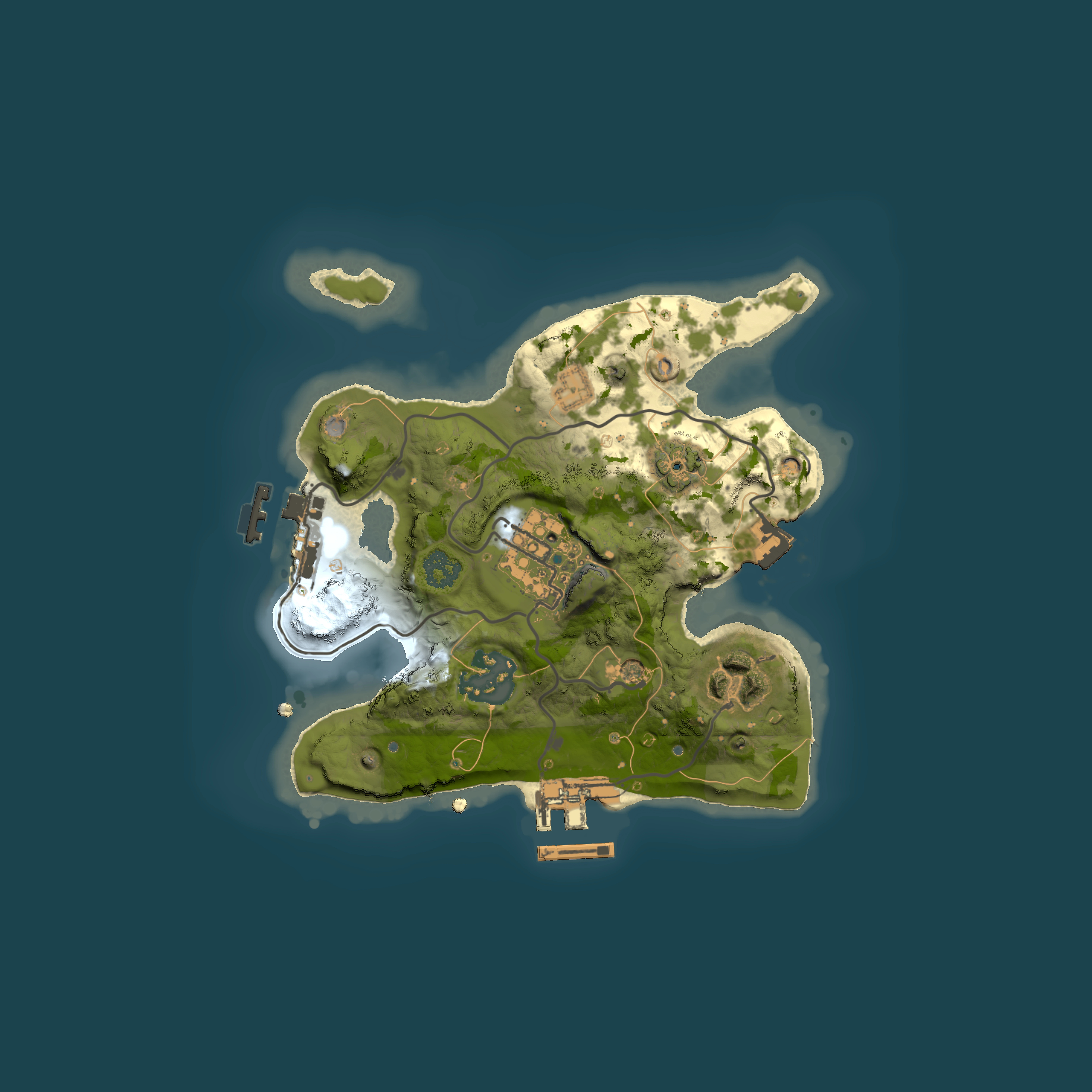 Full top-down render of Rust map seed 1054038255, 2000x2000m