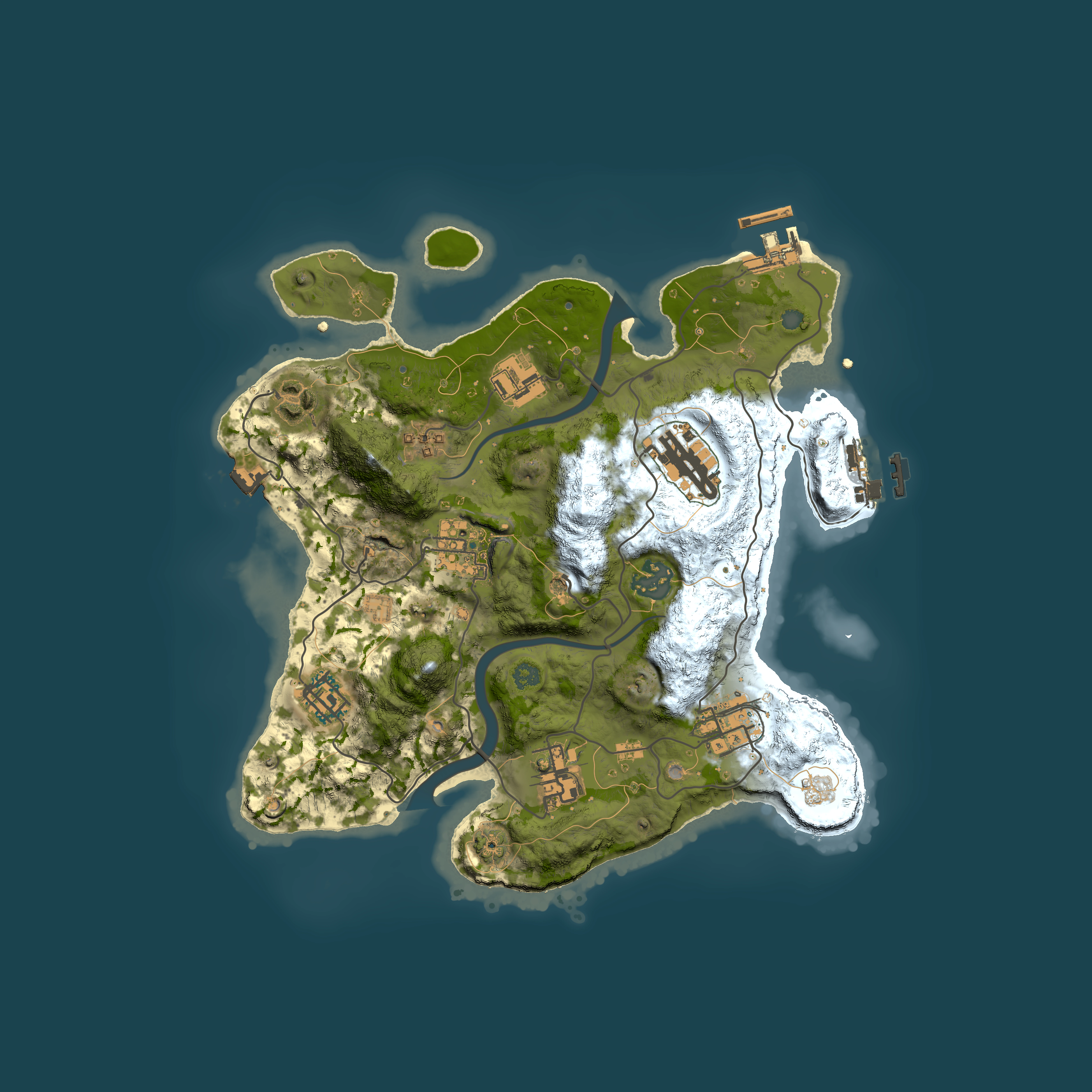Full top-down render of Rust map seed 706225986, 3000x3000m