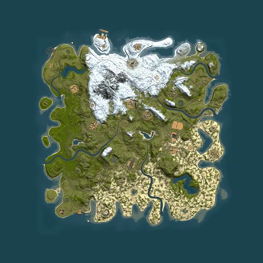 Rust map seed 343833917, 5000x5000m top-down preview