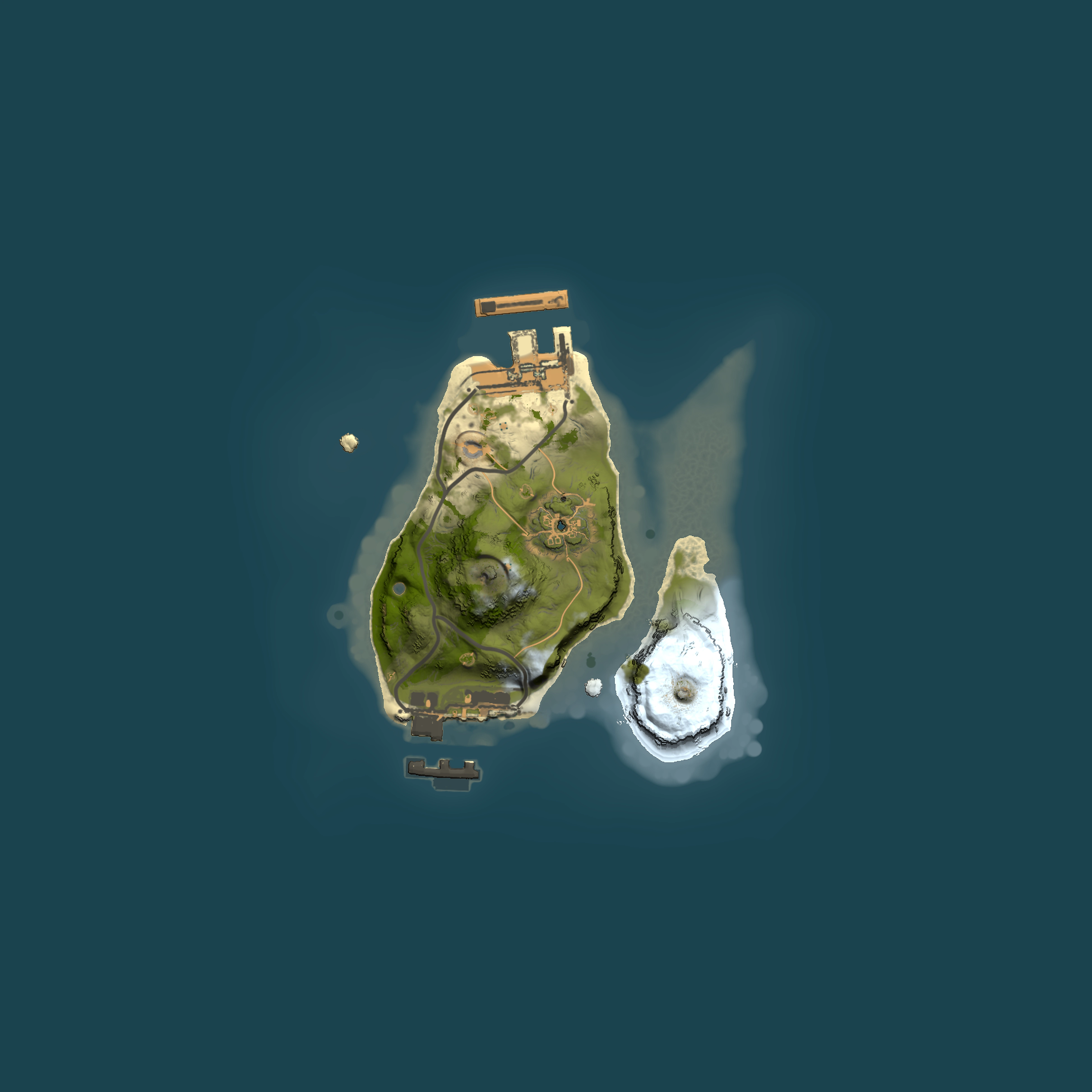 Full top-down render of Rust map seed 1265861307, 1500x1500m