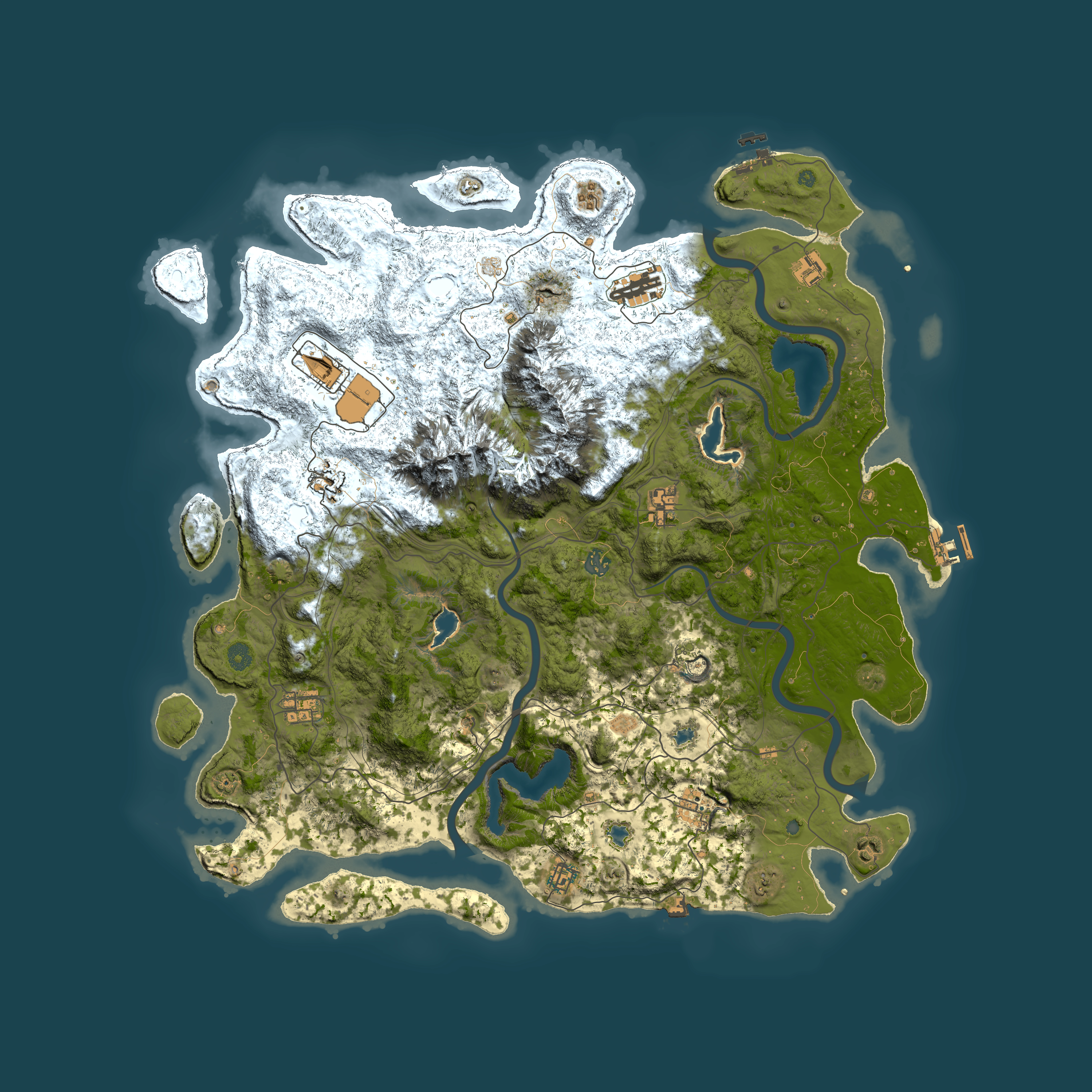 Full top-down render of Rust map seed 1813566057, 5000x5000m