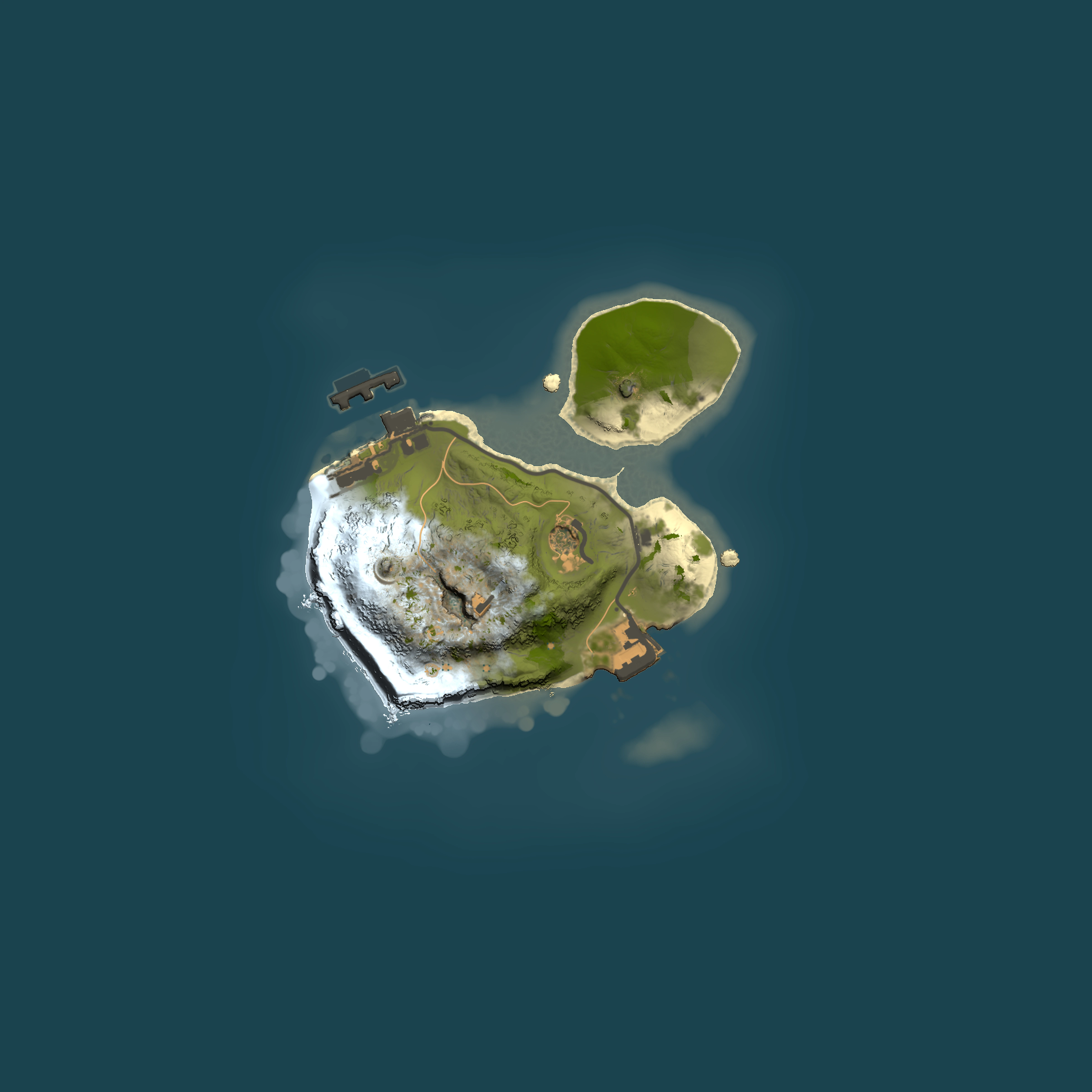 Full top-down render of Rust map seed 207383829, 1500x1500m
