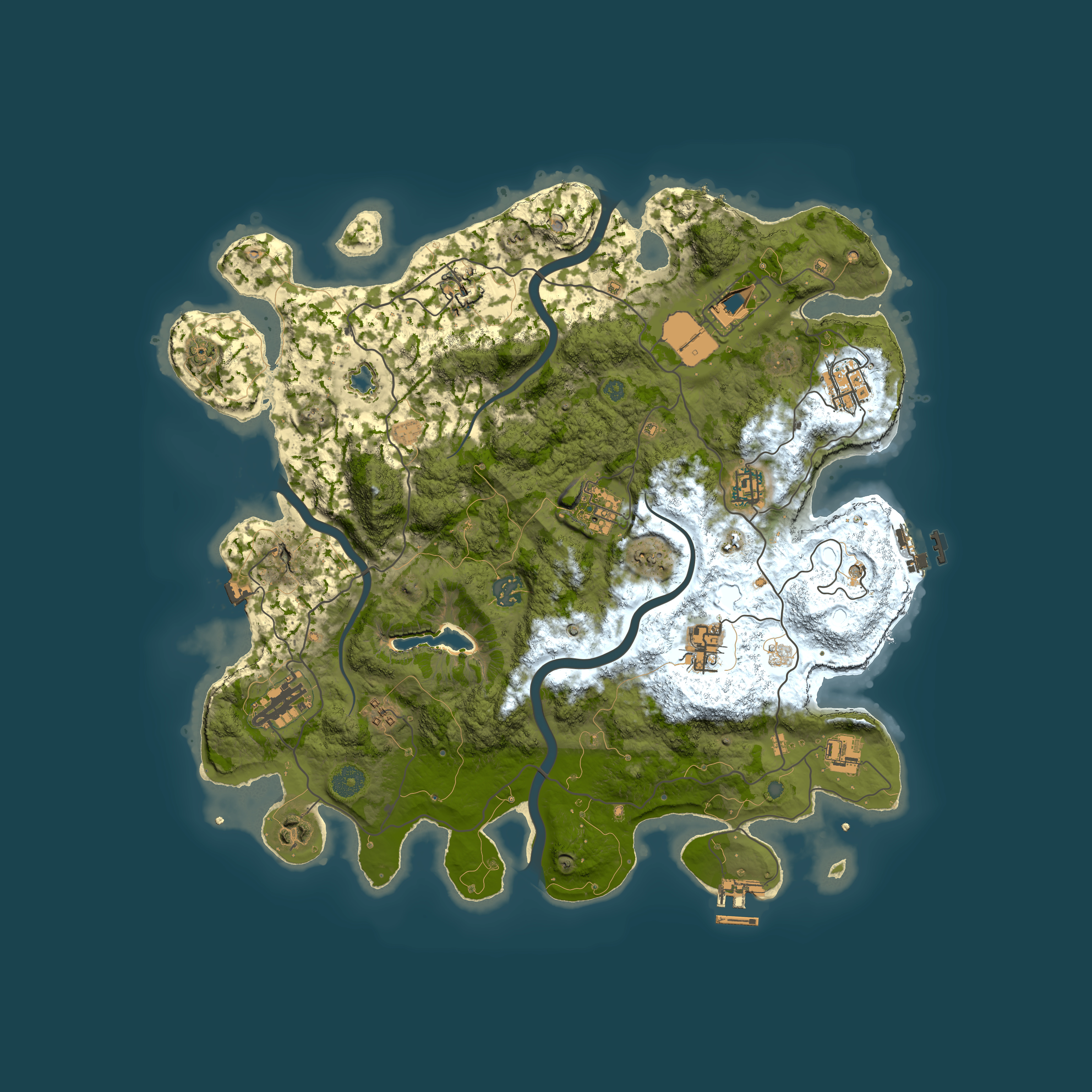 Full top-down render of Rust map seed 967490821, 4000x4000m