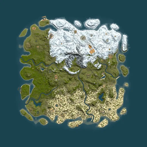 Rust map seed 256197300, 6000x6000m top-down preview