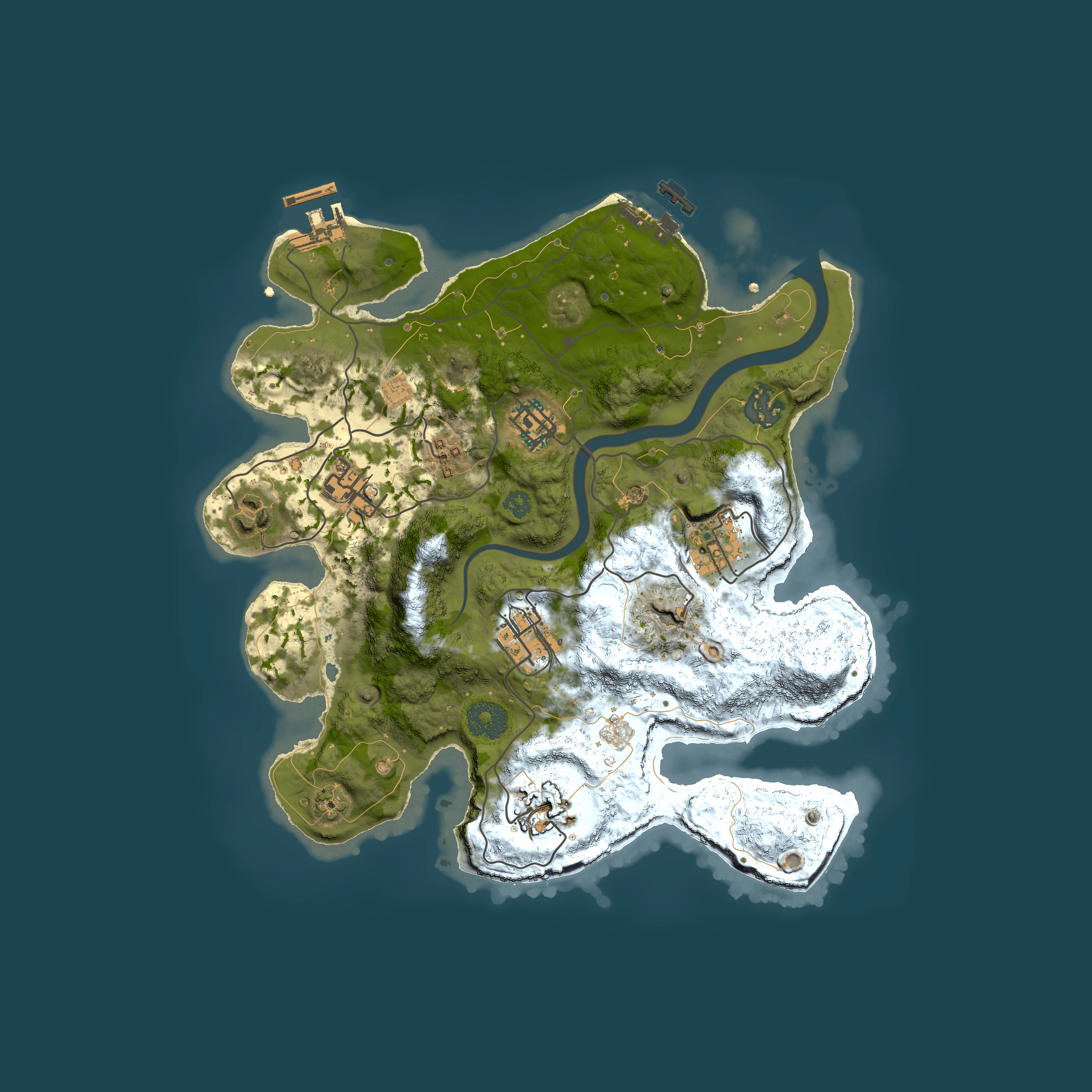 Full top-down render of Rust map seed 403409193, 3000x3000m
