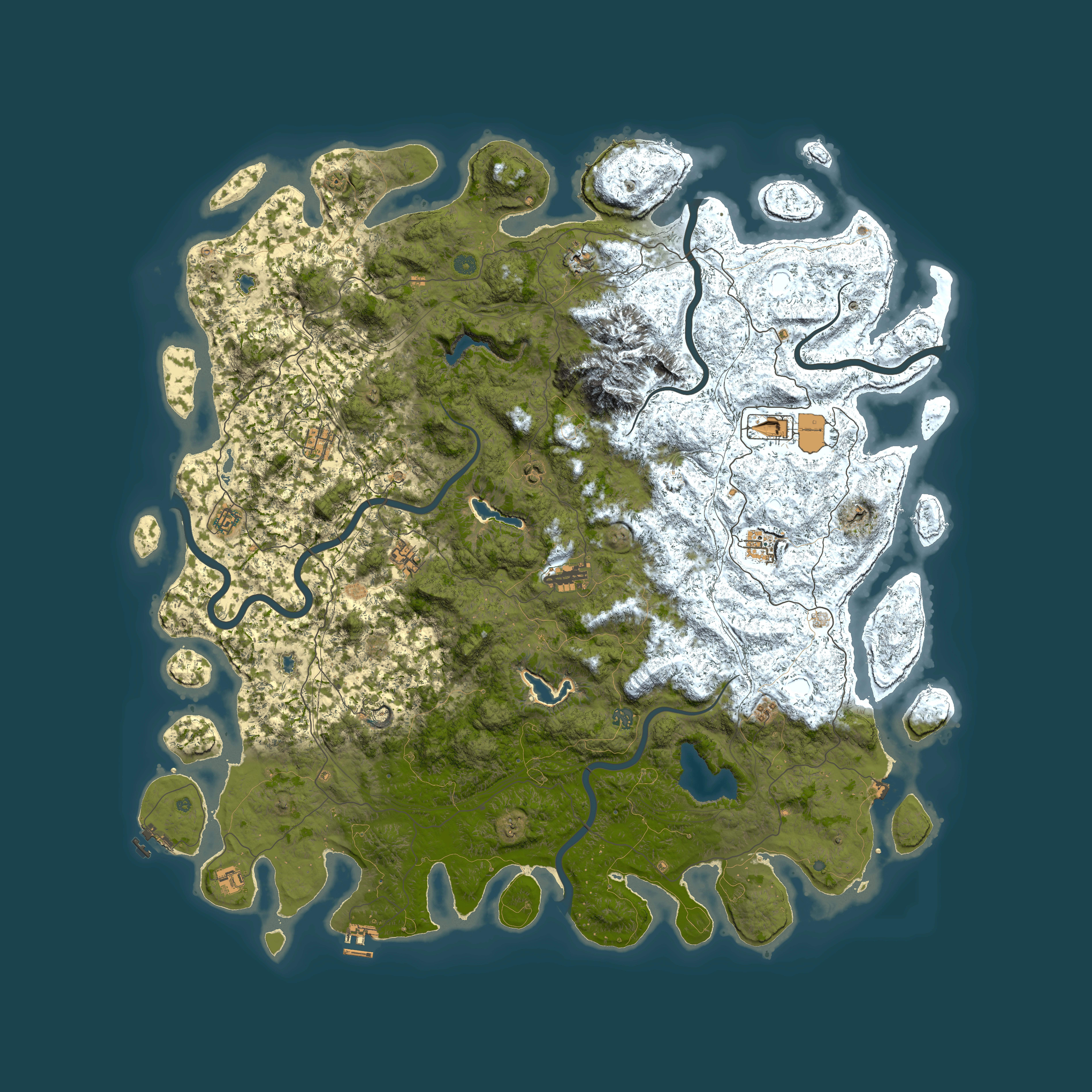 Full top-down render of Rust map seed 613006220, 6000x6000m