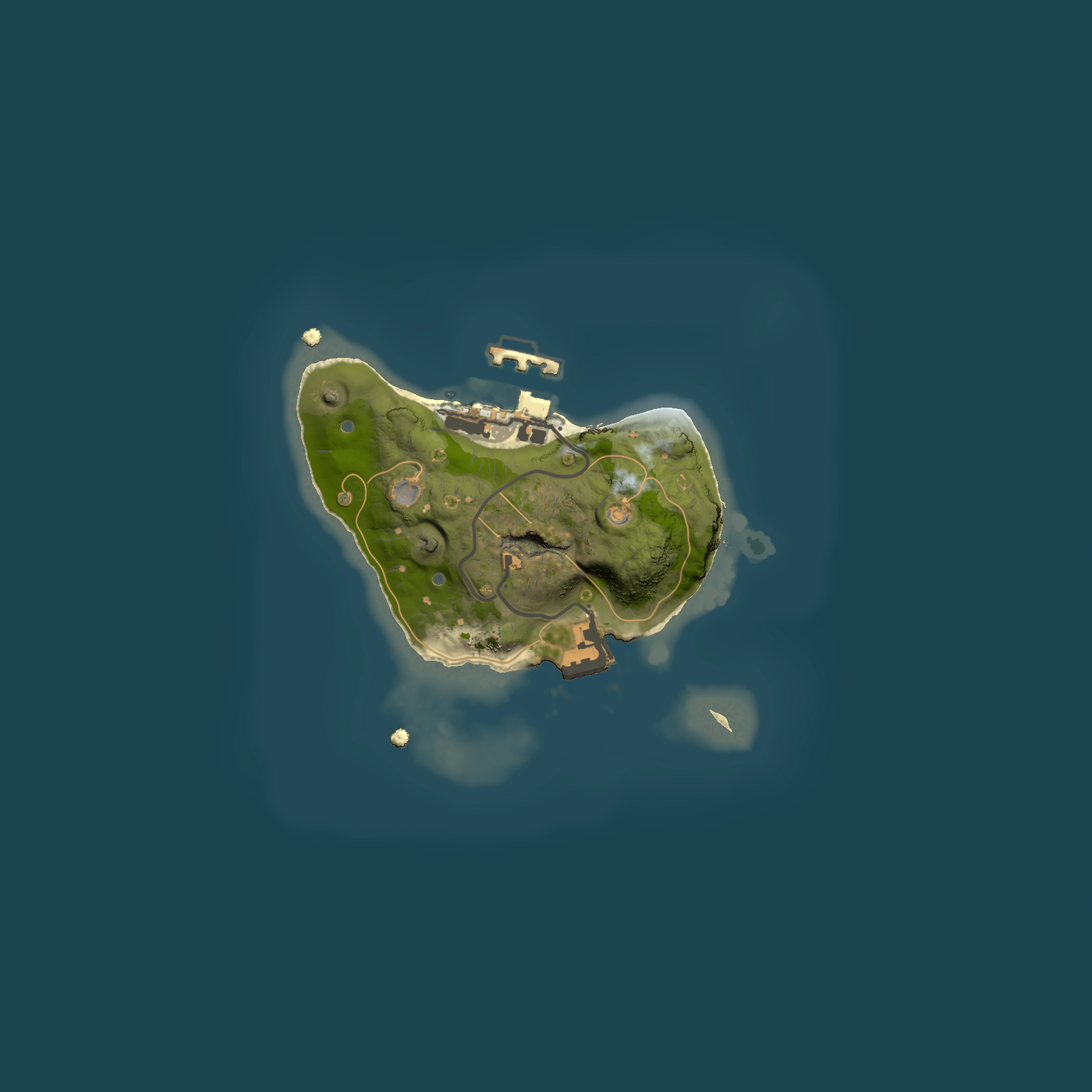 Full top-down render of Rust map seed 132120398, 1500x1500m