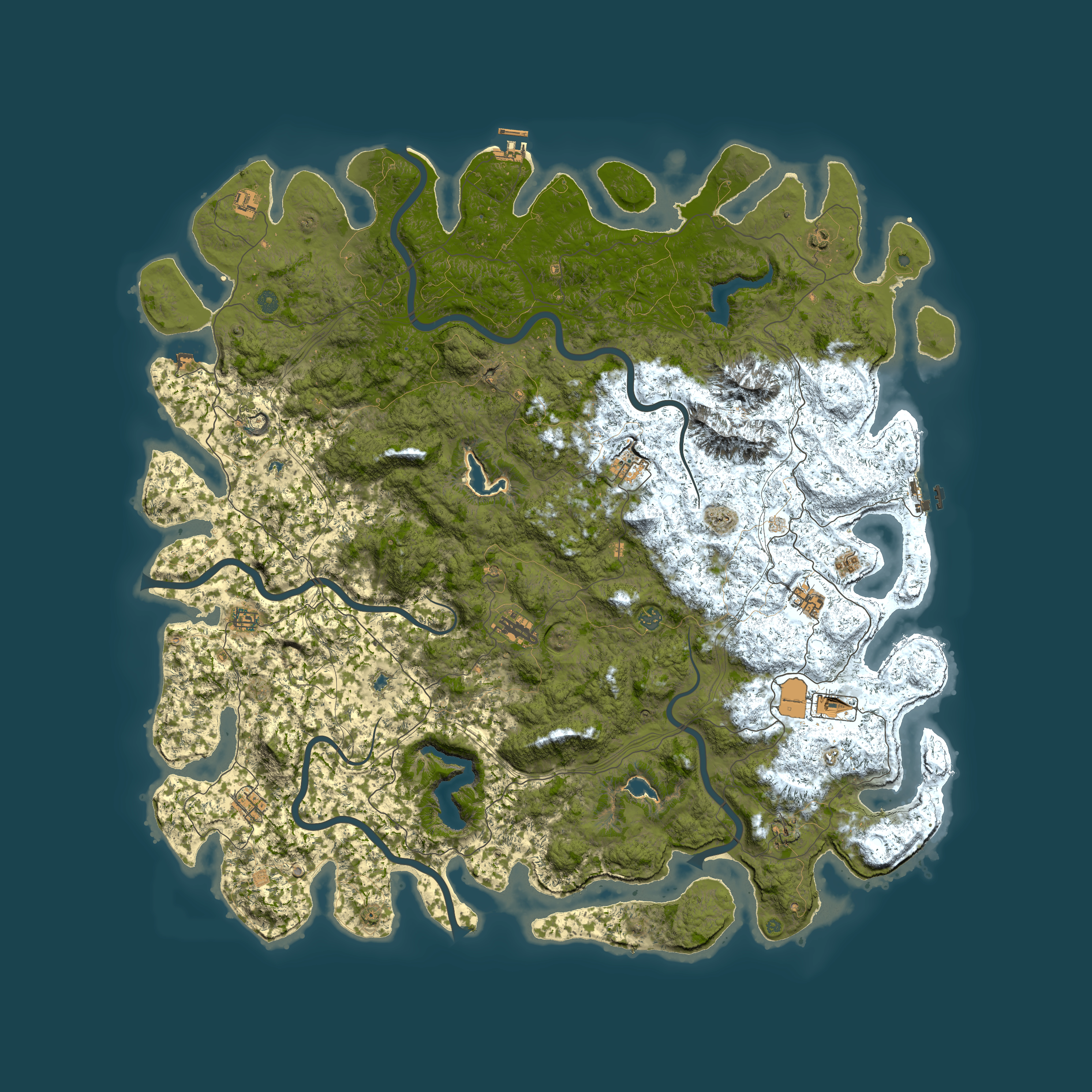 Full top-down render of Rust map seed 2127958782, 6000x6000m