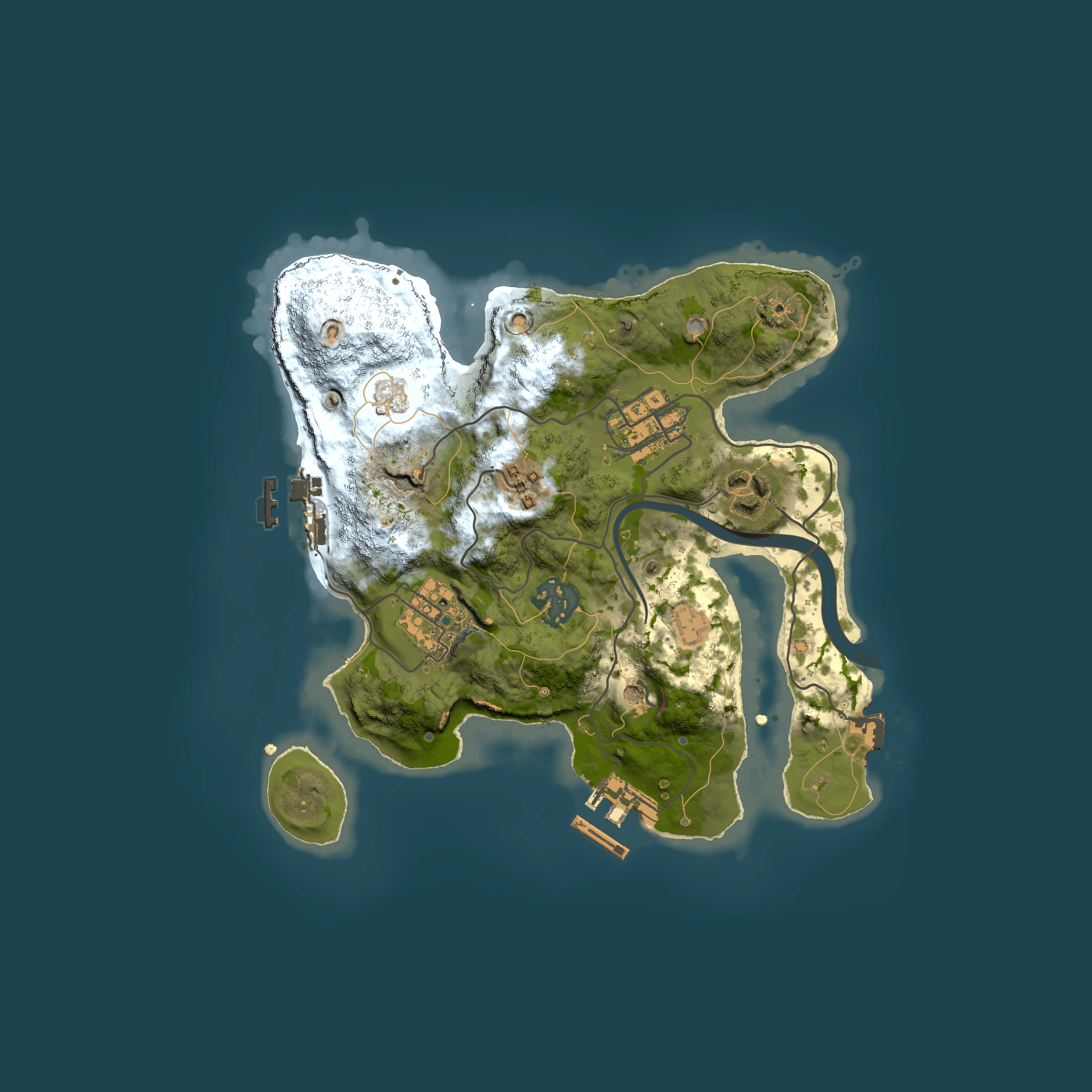 Full top-down render of Rust map seed 1536345406, 2500x2500m