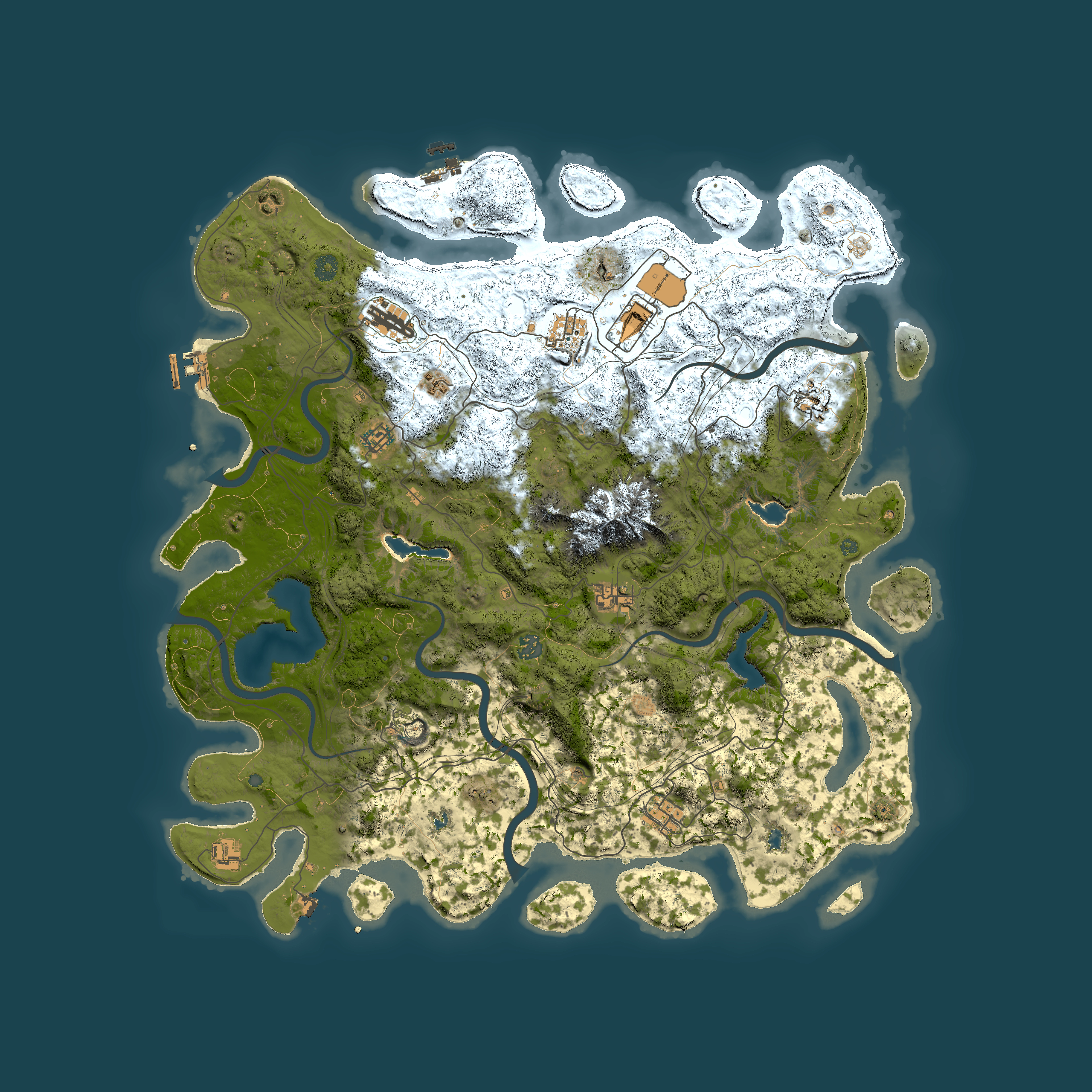 Full top-down render of Rust map seed 146821513, 5000x5000m