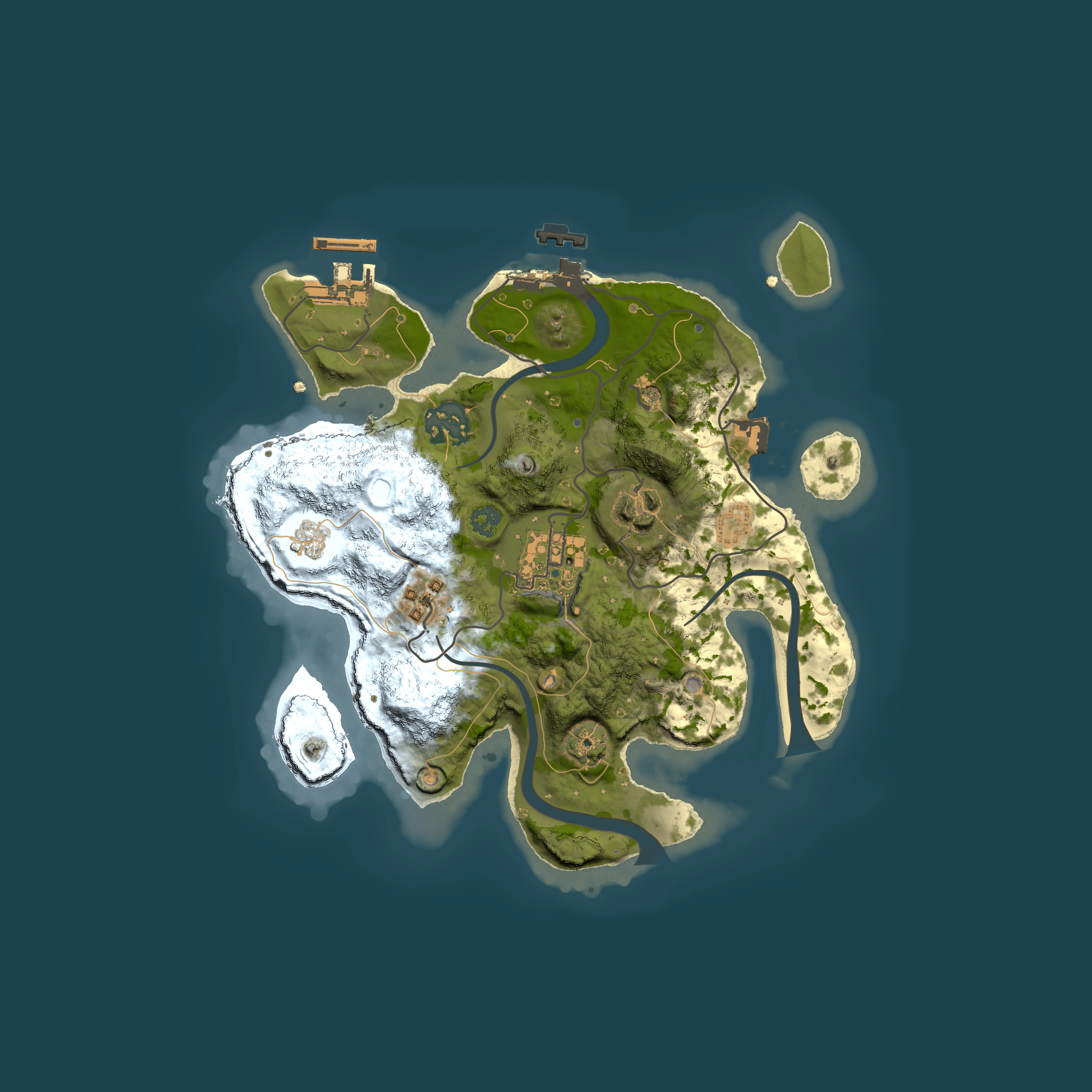 Full top-down render of Rust map seed 122259005, 2500x2500m