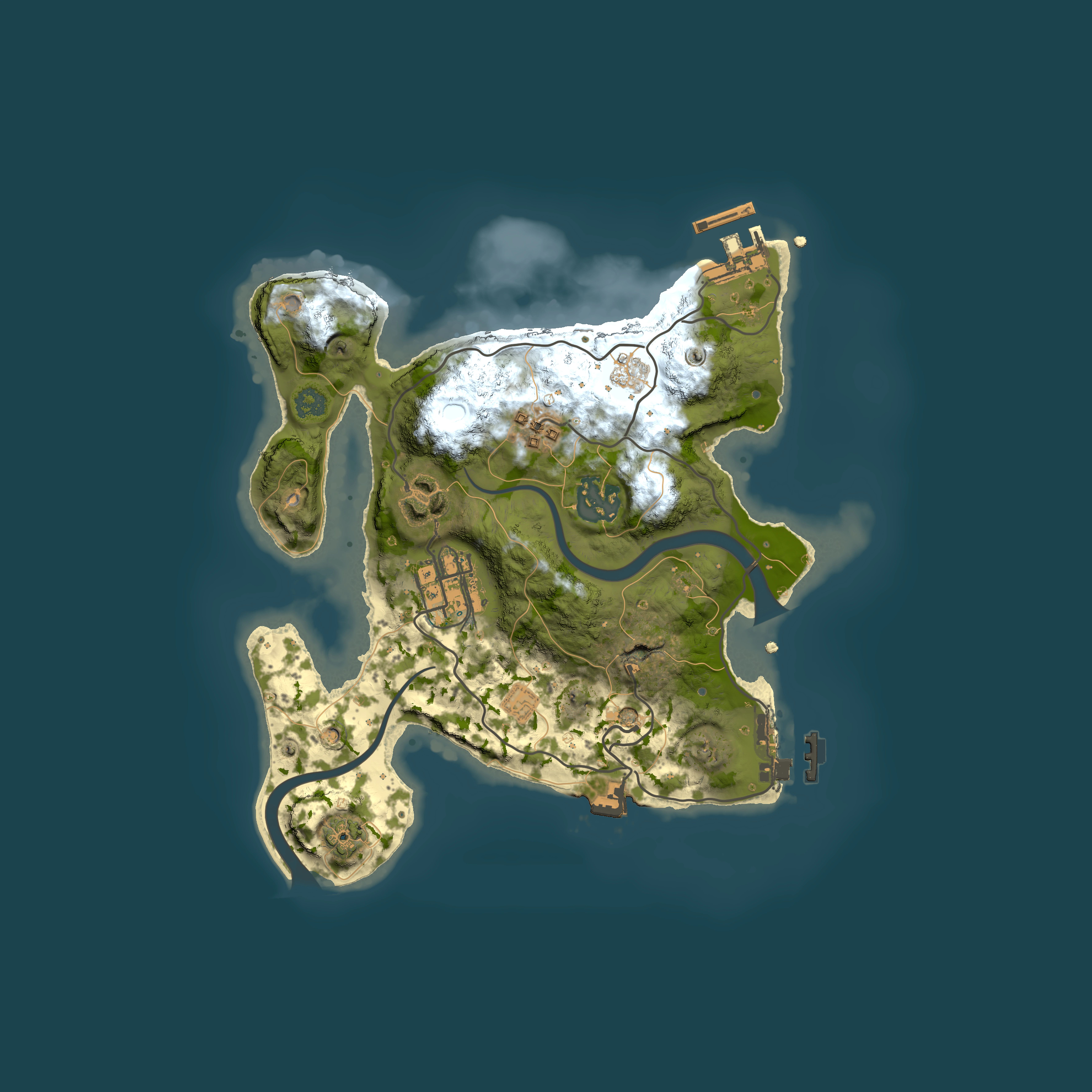 Full top-down render of Rust map seed 1255532594, 2500x2500m