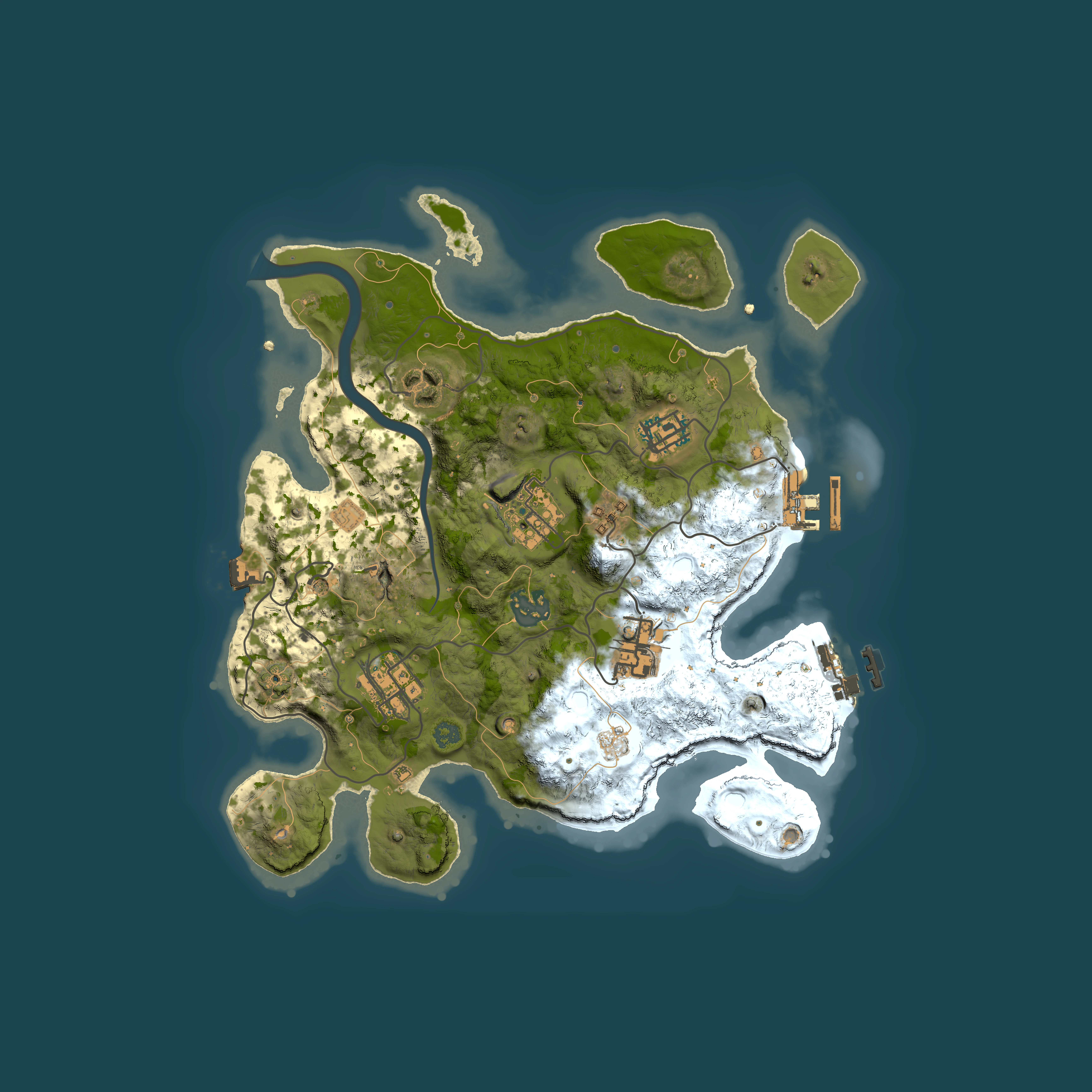 Full top-down render of Rust map seed 2121448090, 3000x3000m
