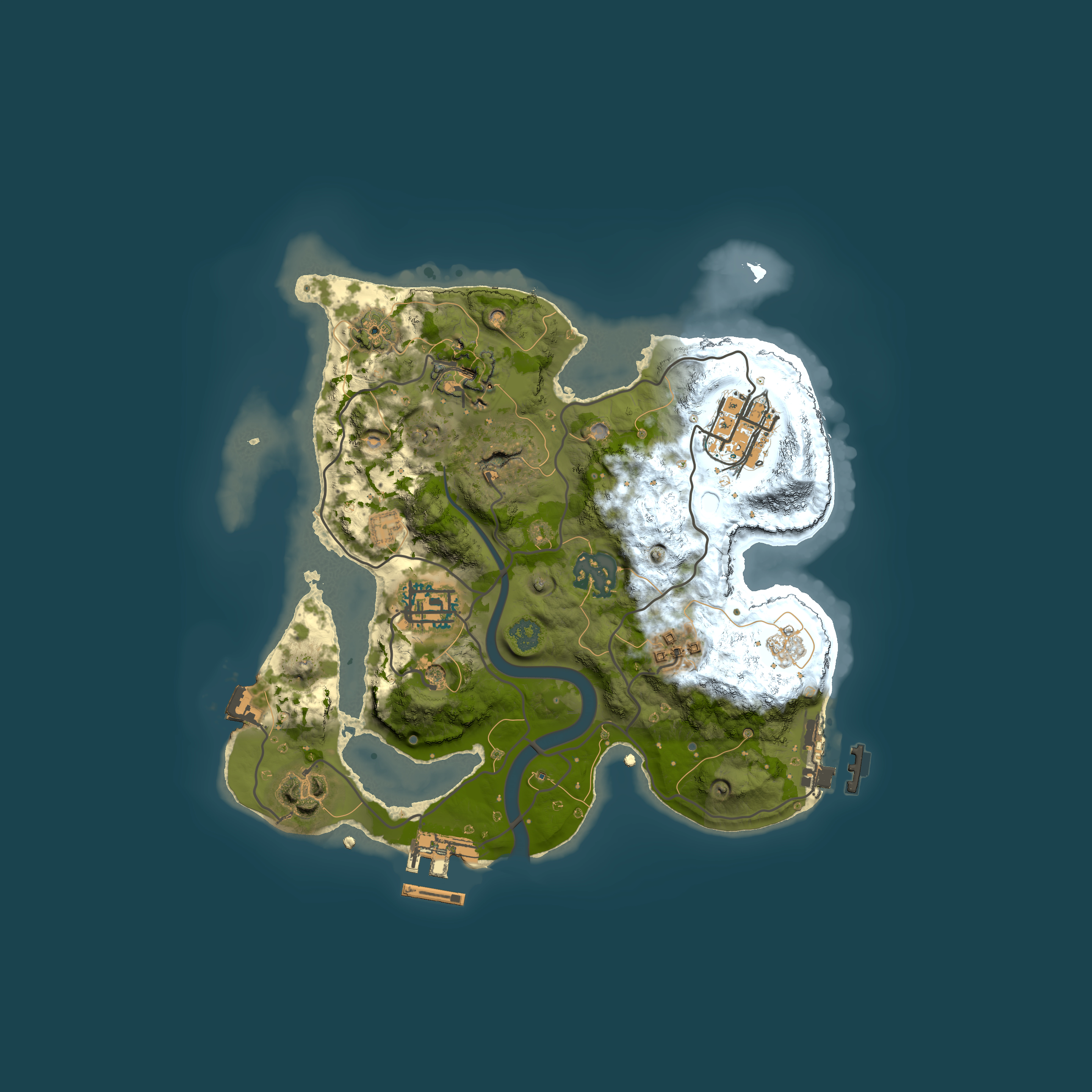 Full top-down render of Rust map seed 727726749, 2500x2500m