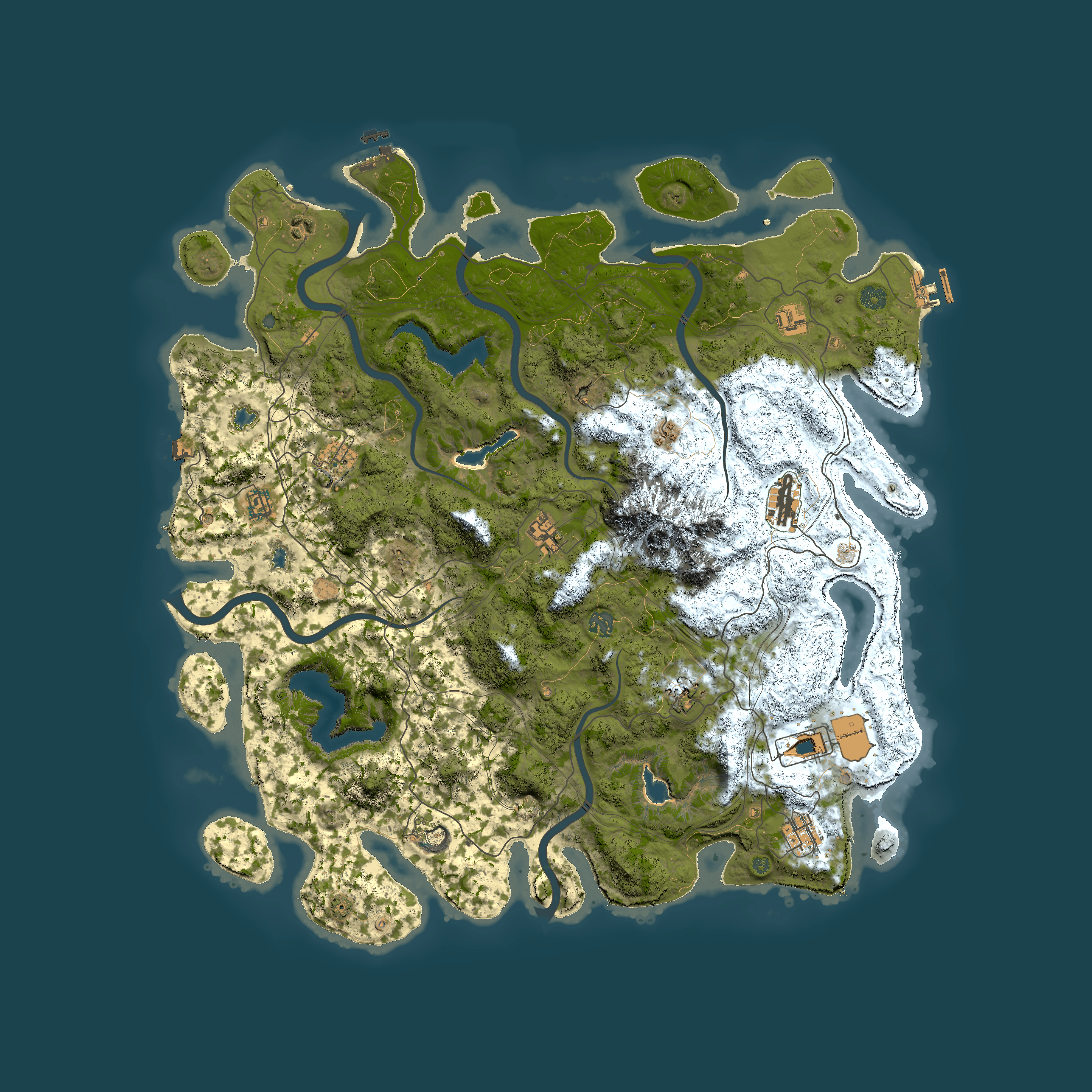 Full top-down render of Rust map seed 913861058, 5000x5000m