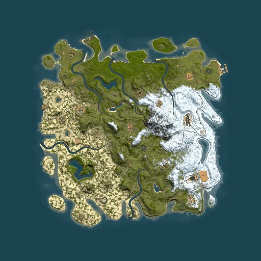 Rust map seed 913861058, 5000x5000m top-down preview