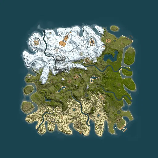 Rust map seed 909759631, 5000x5000m top-down preview