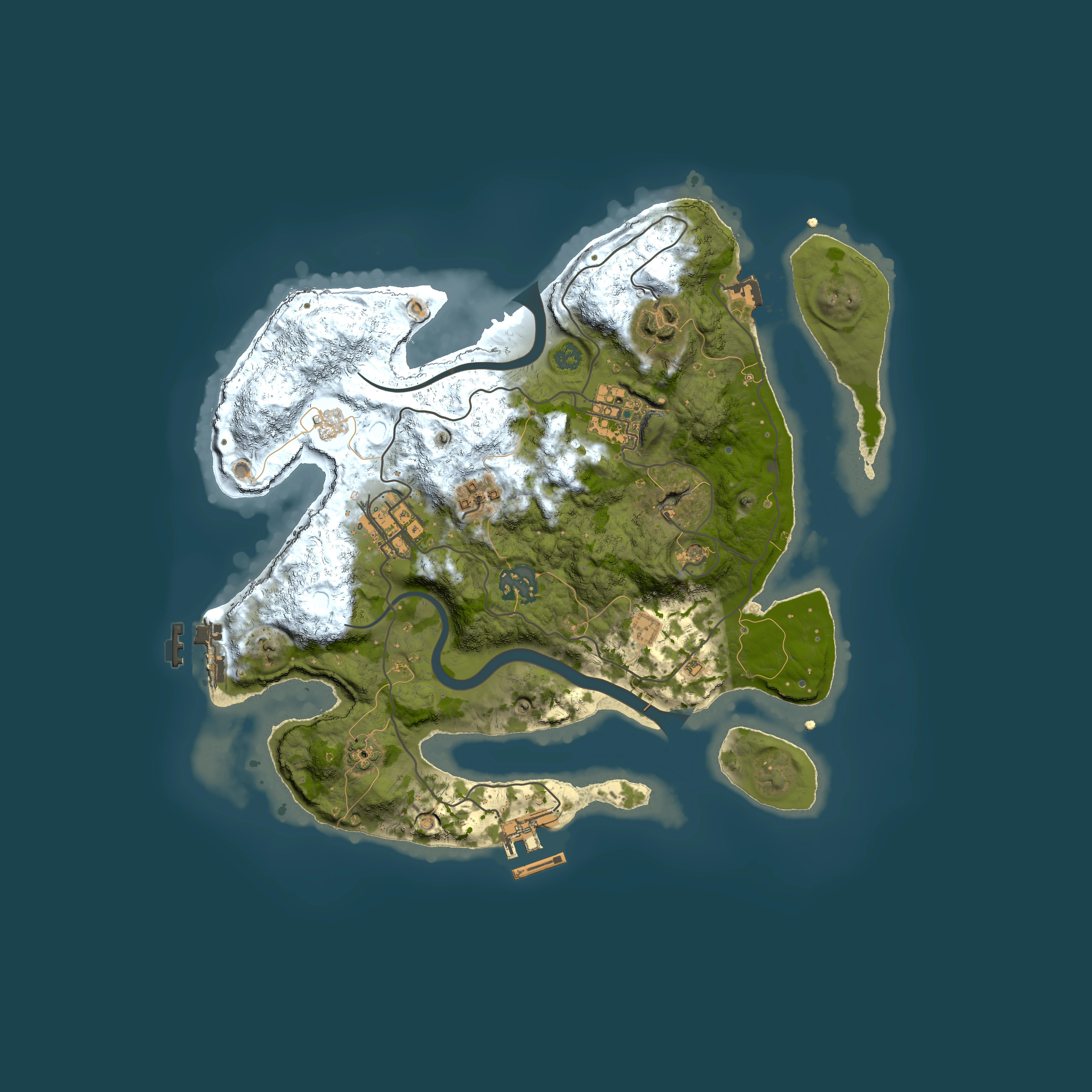 Full top-down render of Rust map seed 1516623177, 3000x3000m