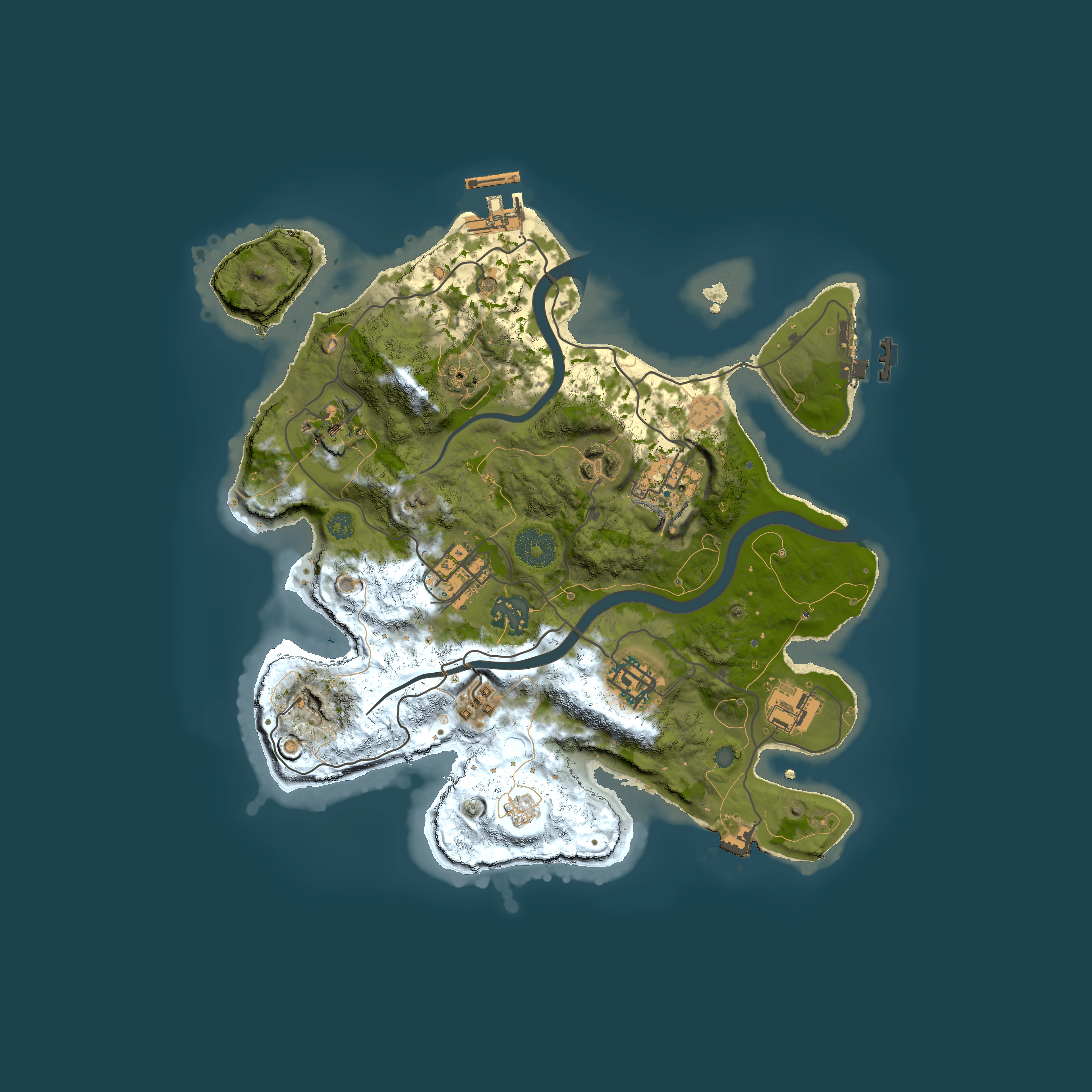 Full top-down render of Rust map seed 1536532820, 3000x3000m