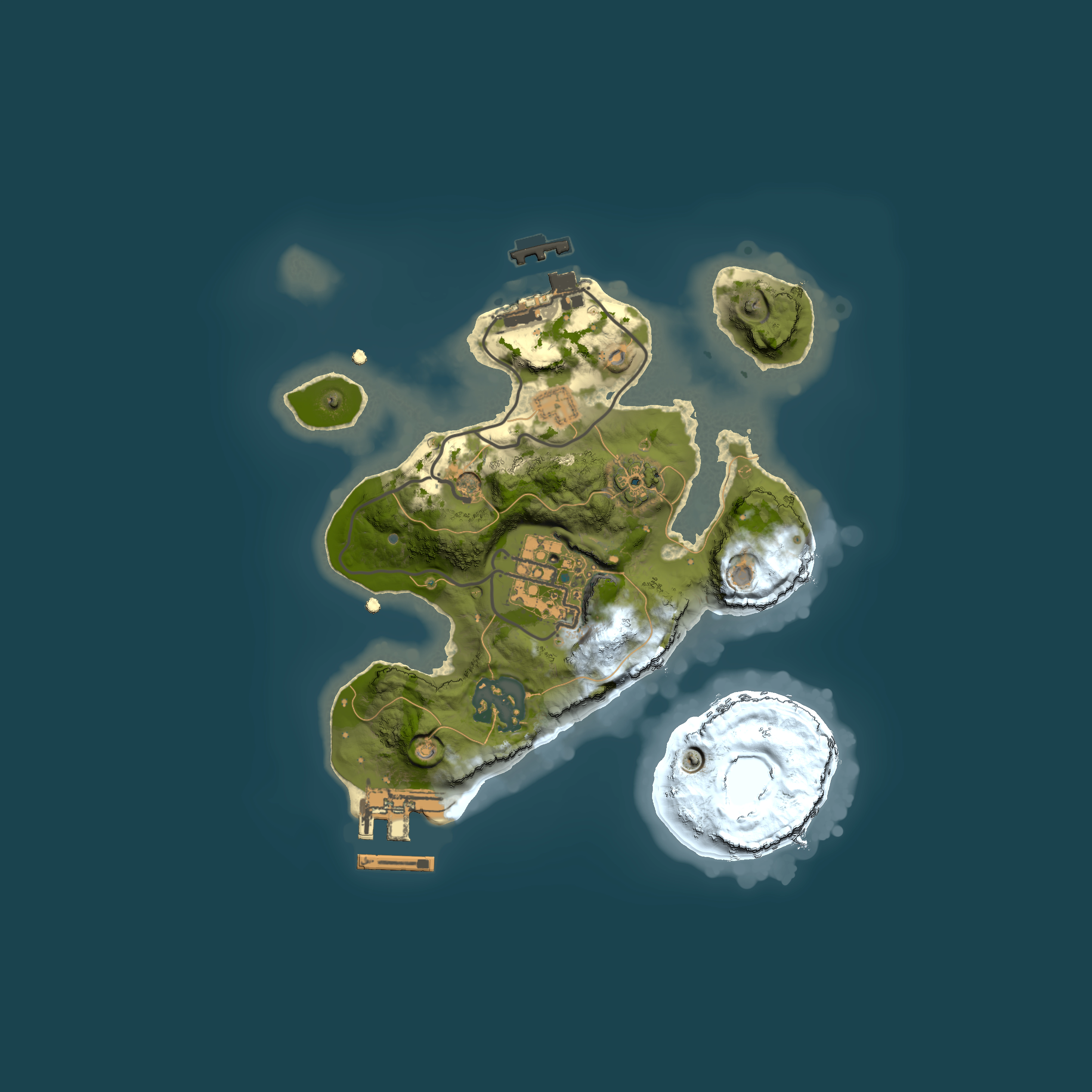 Full top-down render of Rust map seed 227708718, 2000x2000m