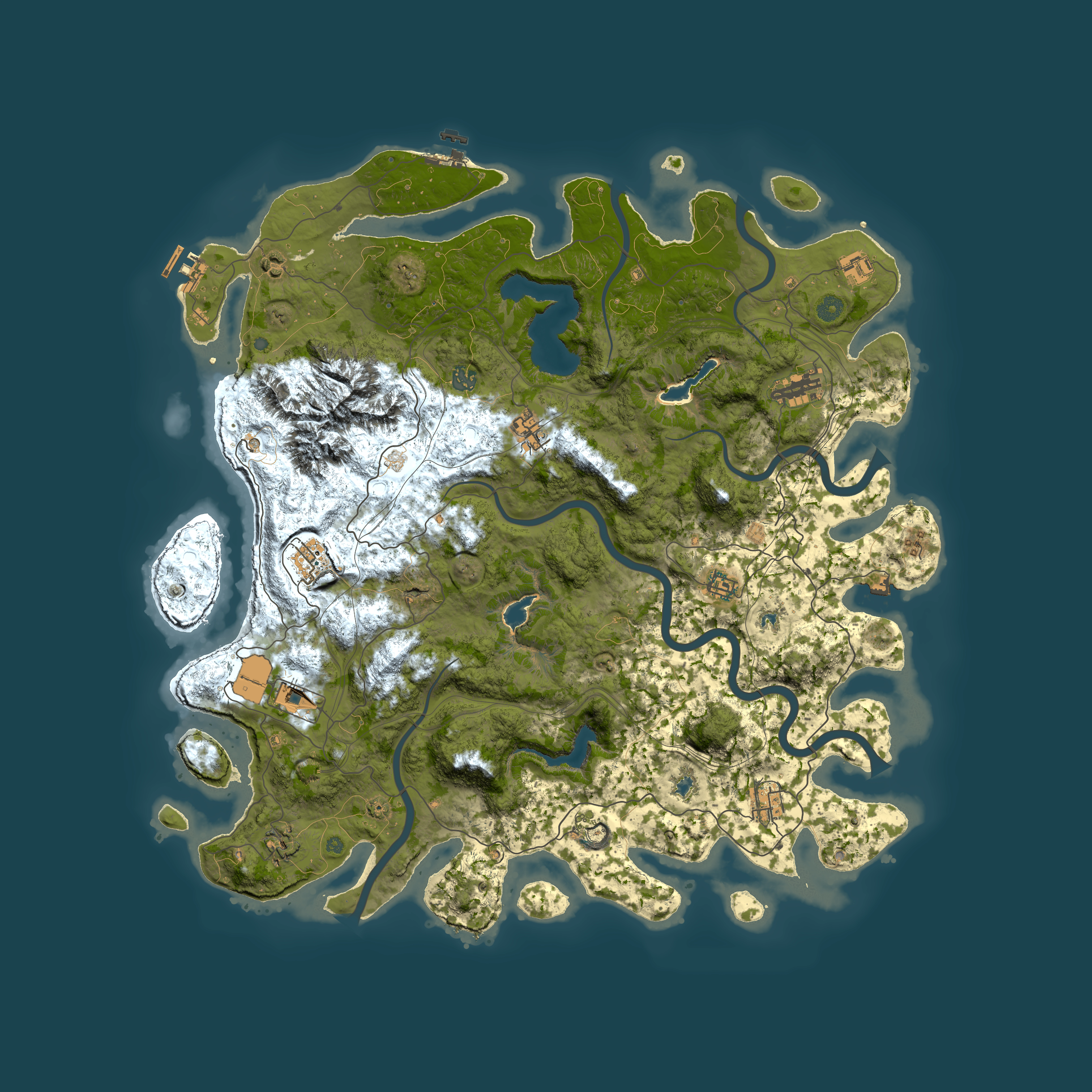 Full top-down render of Rust map seed 196580395, 5000x5000m