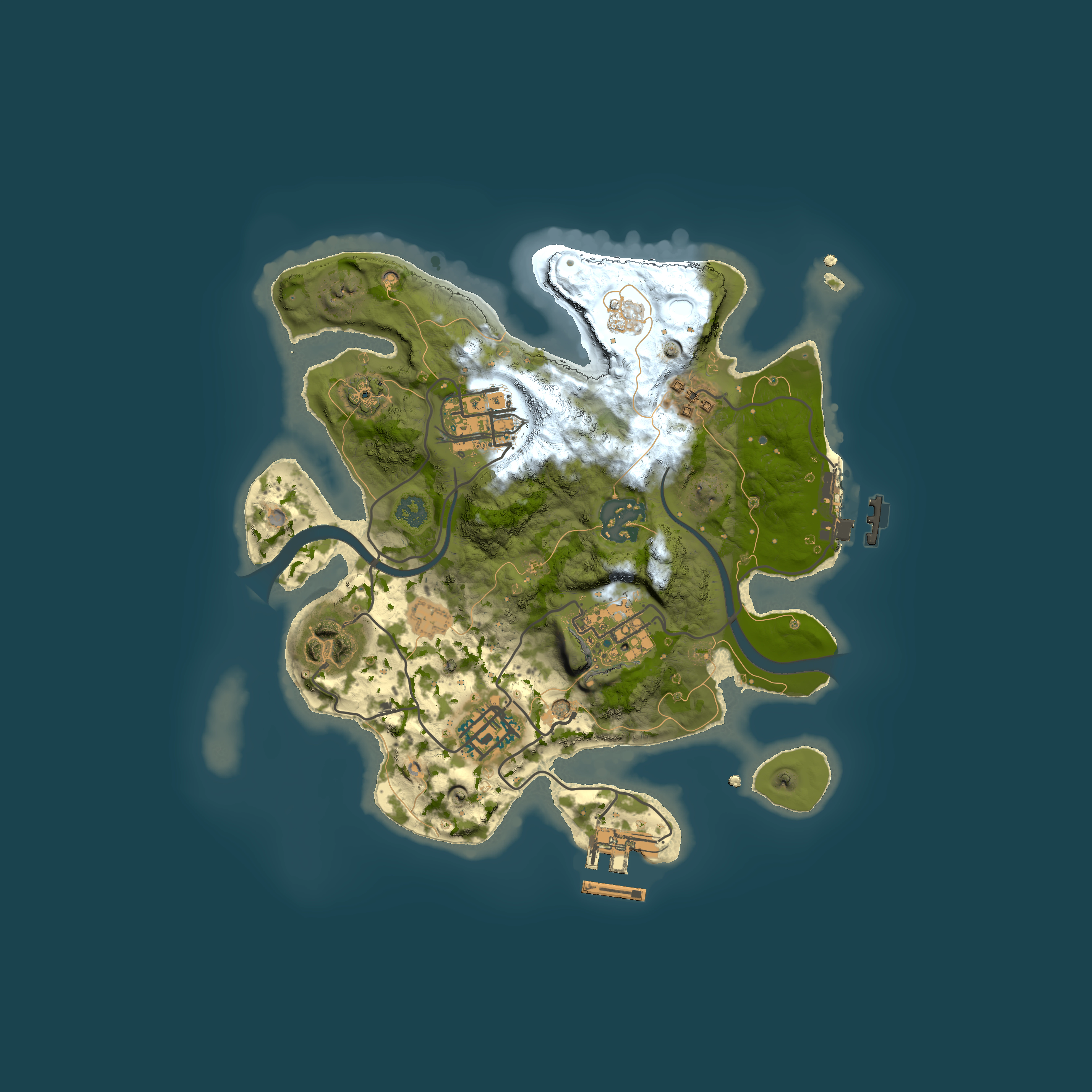 Full top-down render of Rust map seed 26626193, 2500x2500m